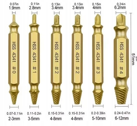 REAMERS SCREWDRIVERS DRILL CUTTER FOR CUTTING SCREWS SET BITS 6 pcs. Packaging status original