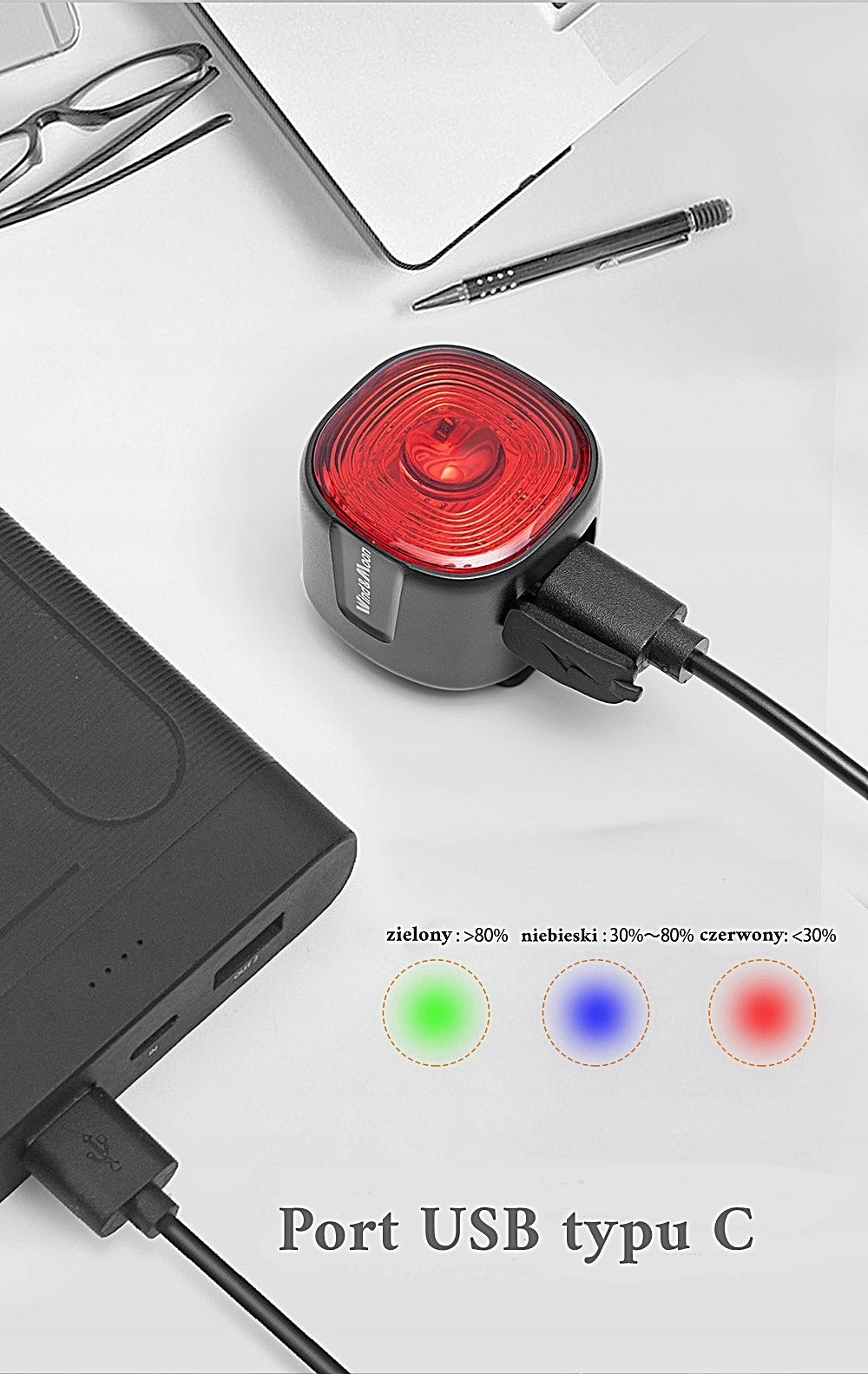 REAR BICYCLE LIGHT SMART WT09 USB 40LM IP66 100H 6 MODES LED SEATPOST Brand Specter