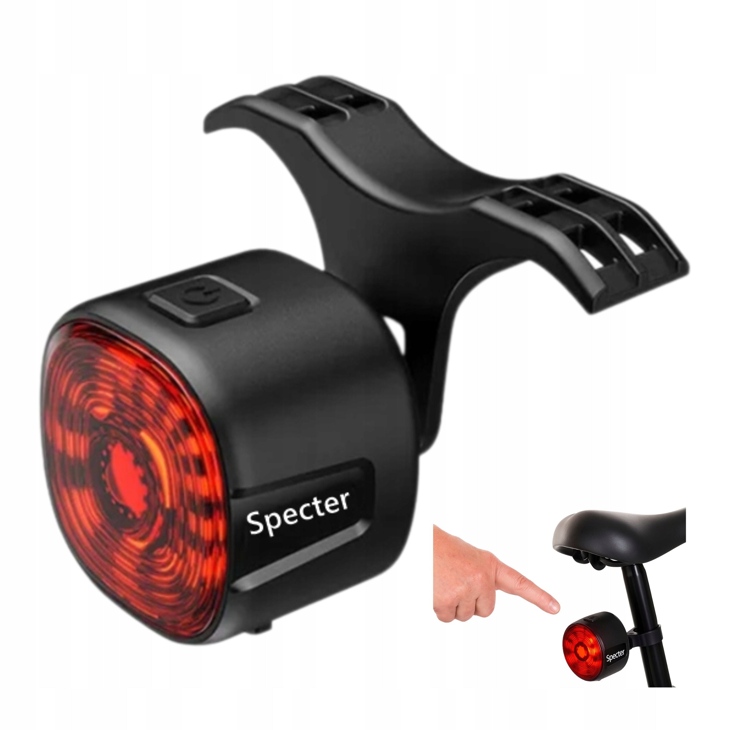 REAR BICYCLE LIGHT SPECTER WT09 USB 40LM IP66 100H 6 MODES LED SEATPOST