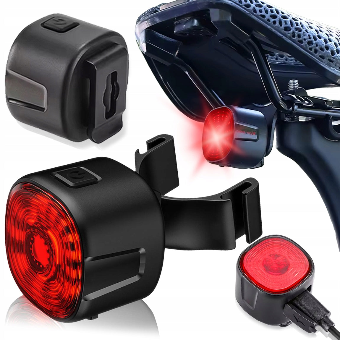 REAR BIKE LIGHT FOR REAR BIKE LED RED RECHARGEABLE USB 6 MODES