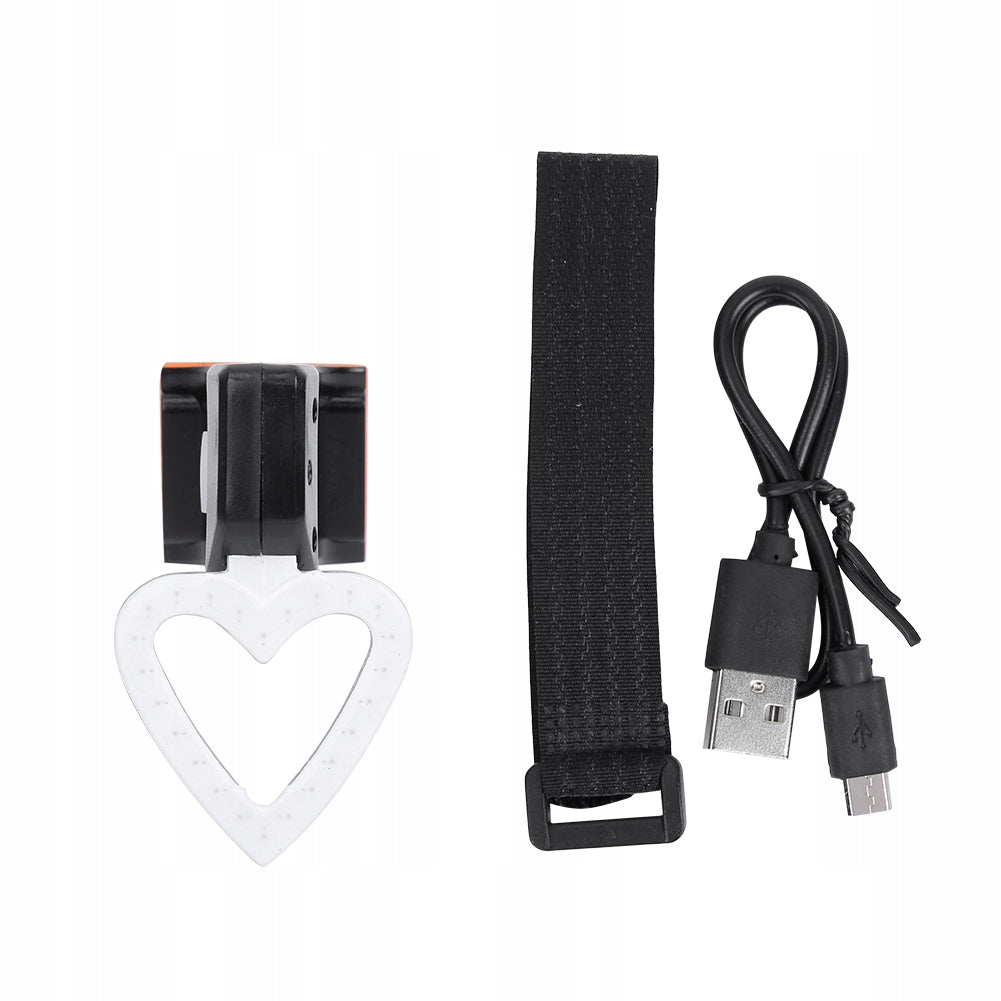 REAR BIKE LIGHT LED HEART WATERPROOF WITH USB MTB CHARGING Packaging status original