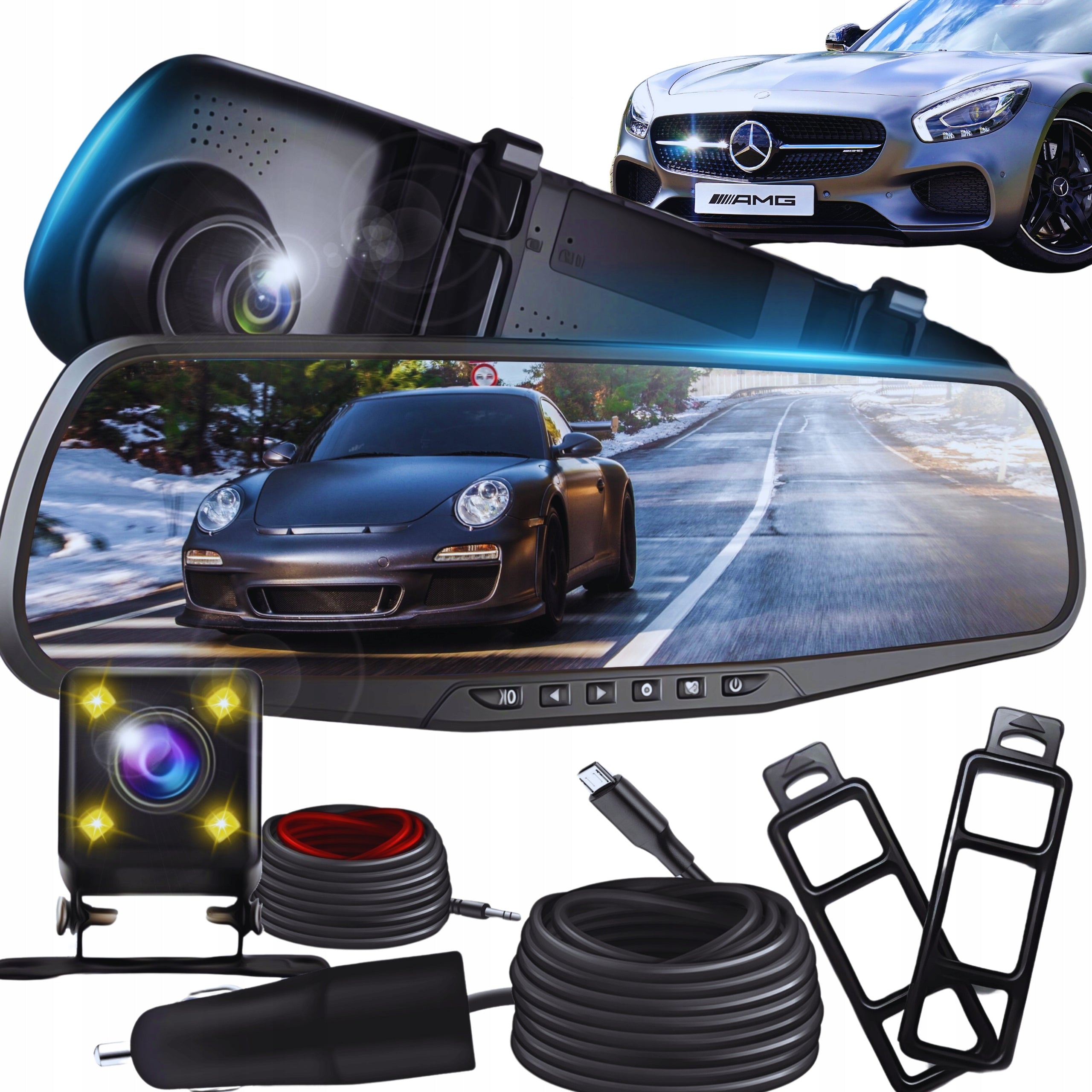 REAR VIEW CAMERA IN MIRROR CAR VIDEO RECORDER FULL HD FRONT REAR
