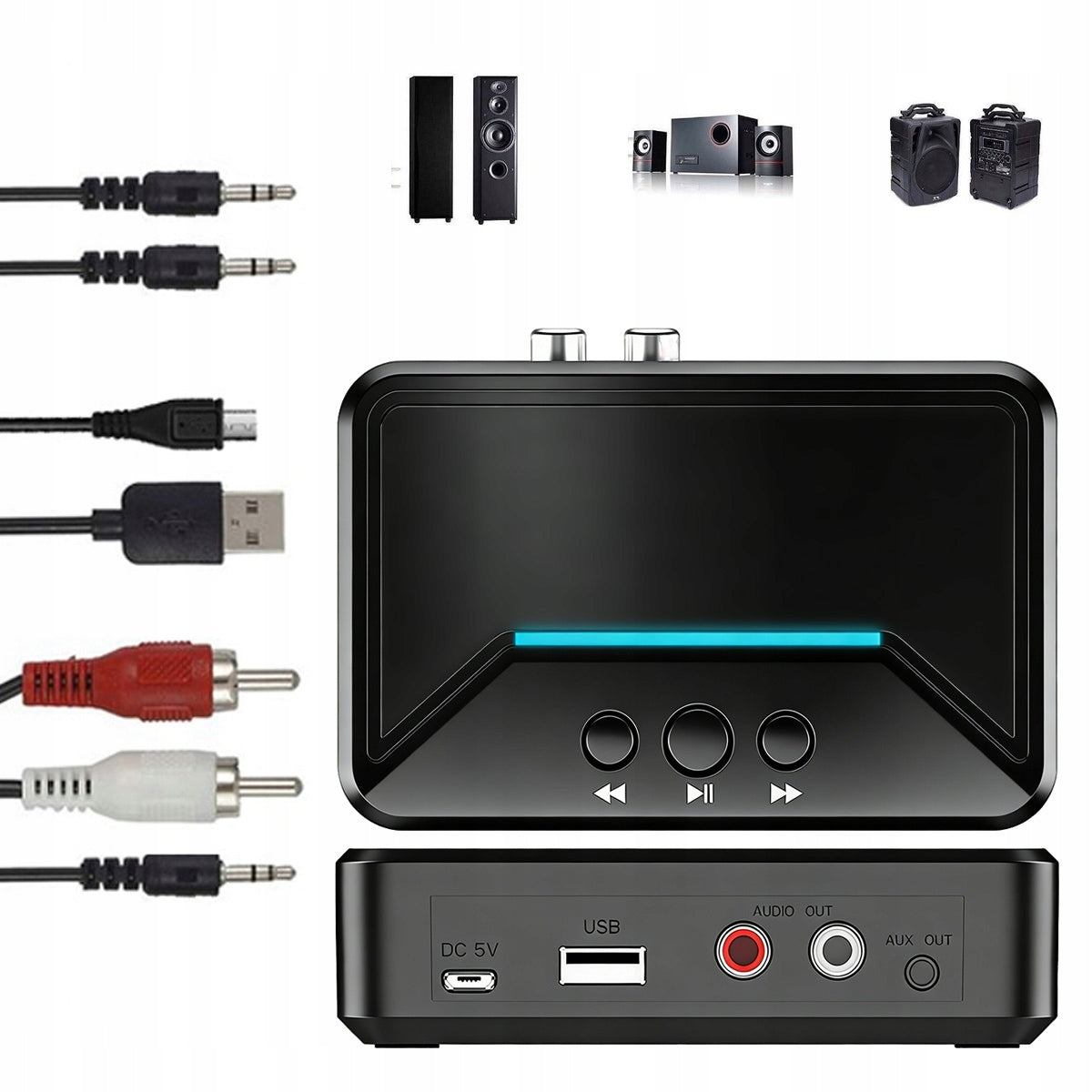 RECEIVER ADAPTER FOR BLUETOOTH TOWER 5.3 NFC AUX RCA USB SET