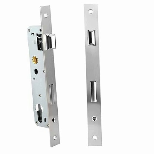 RECESSED LOCK STEEL SILVER FOR DOOR 85X25MM SET OF 2PCS metal