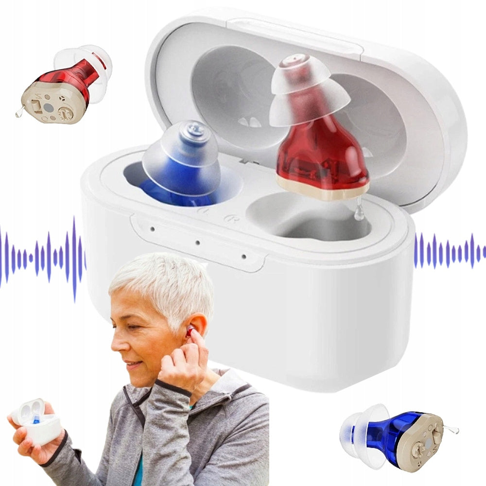 RECHARGEABLE BTE HEARING AID FOR SENIORS, SOUND AMPLIFIER LEFT AND RIGHT