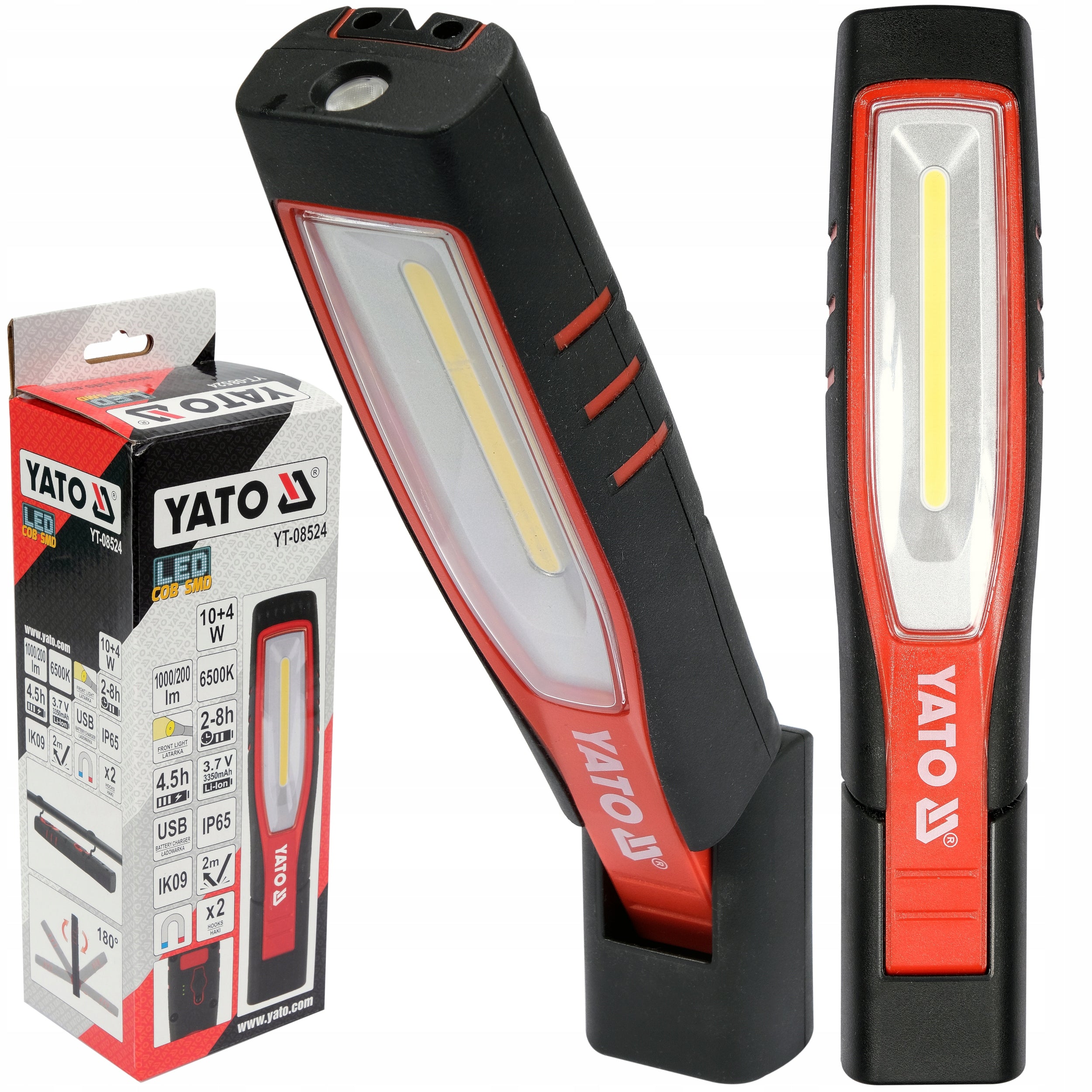 RECHARGEABLE FLASHLIGHT YATO WORKSHOP LED 10W 1000LM 3.7V 3350mAh