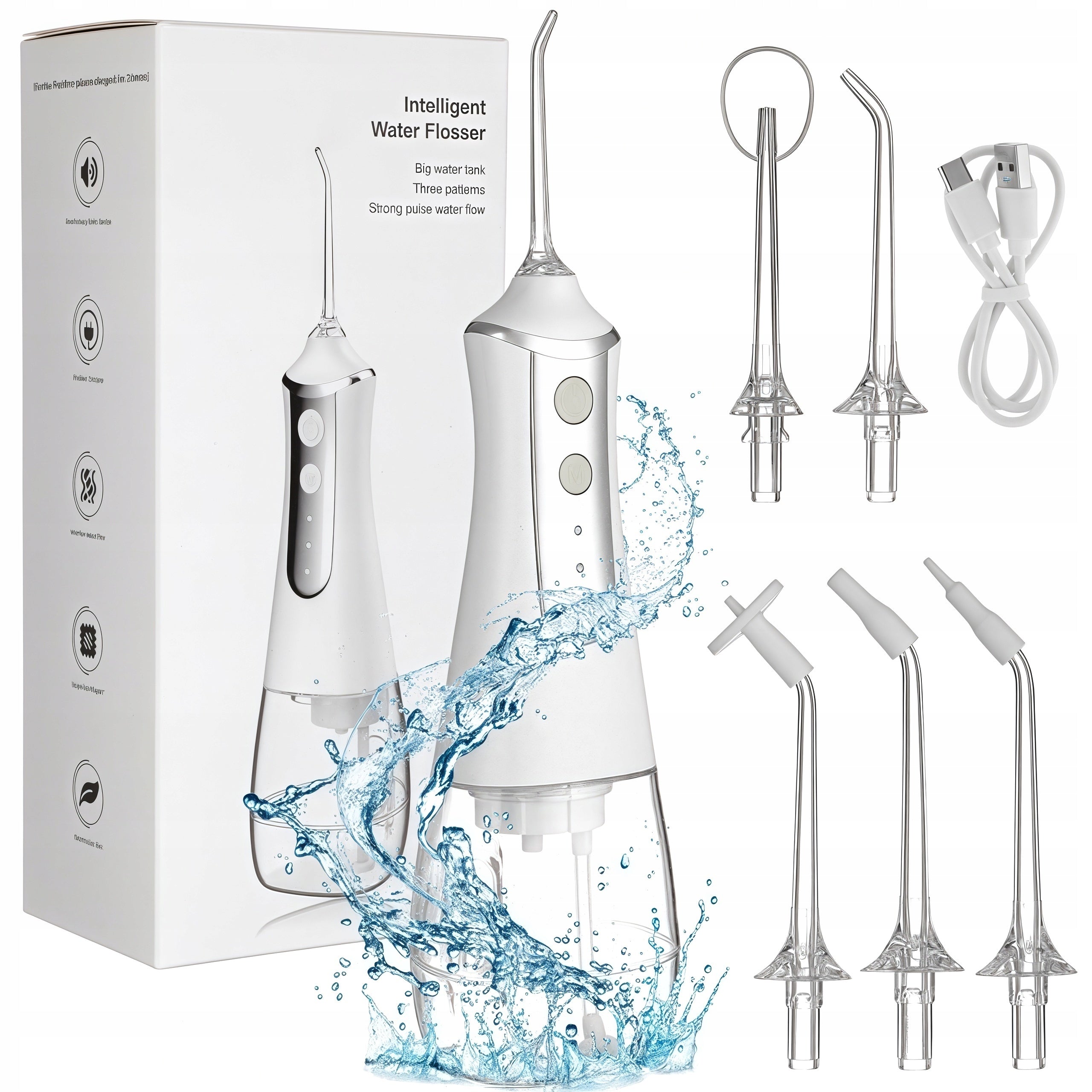 RECHARGEABLE ORAL IRRIGATOR FLOSSER, 300ML PORTABLE GENTLE