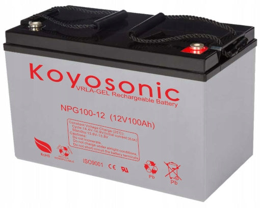 RECHARGEABLE VRLA GEL 12V 100Ah UPS BOAT MOTORHOME POWERFUL DEEP CYCLE 12YEARS Brand Koyosonic