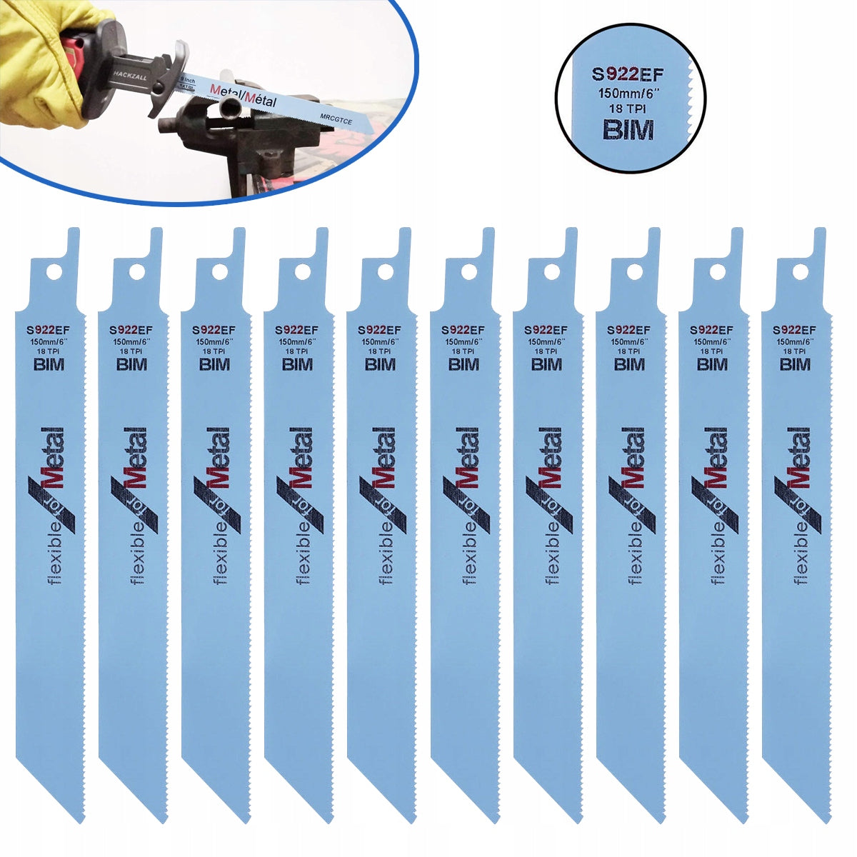 RECIPROCATING SAW BLADE FOR METAL 150mm HCS 10PCS