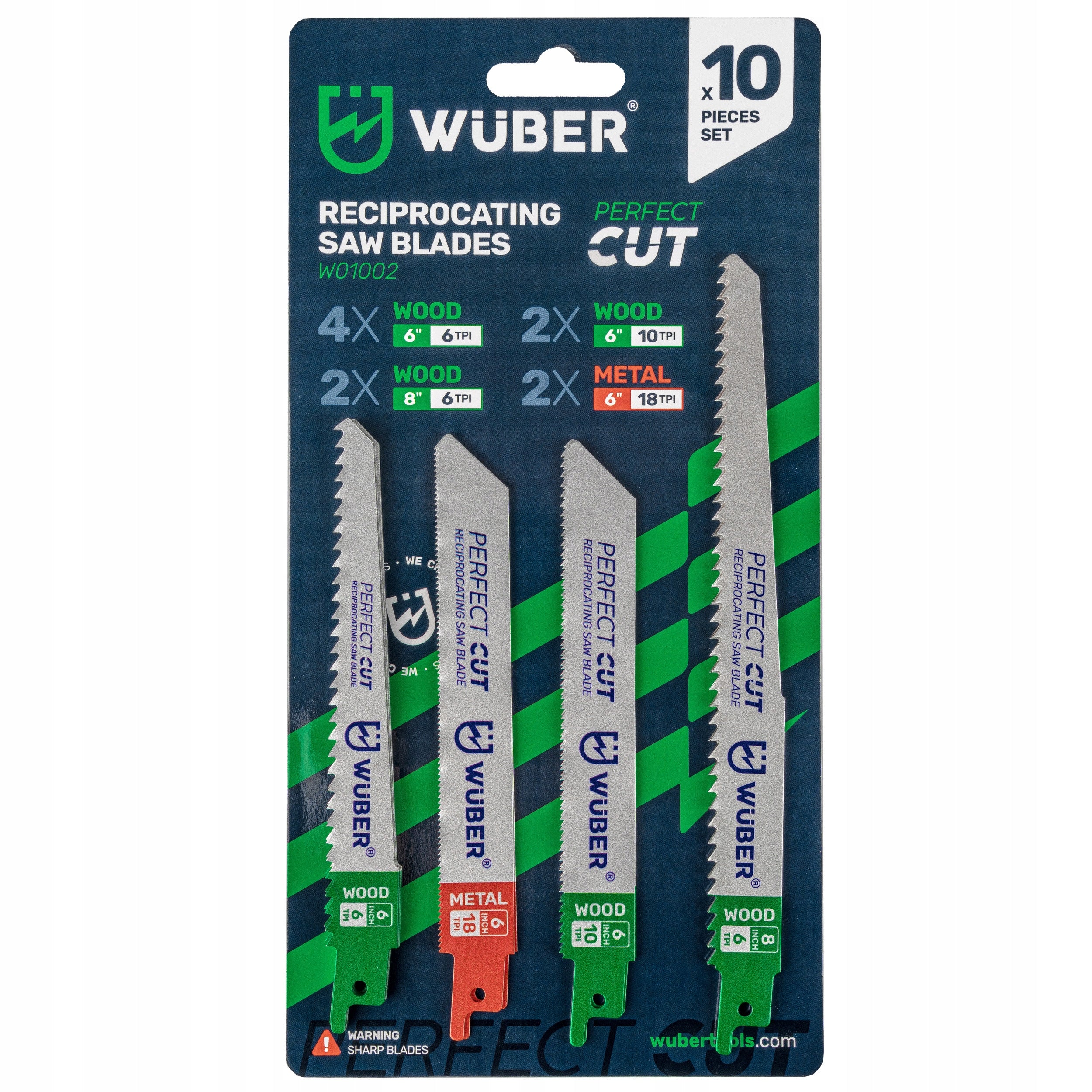 RECIPROCATING SAW BLADE SET METAL AND WOOD KNIVES 10PCS Brand Wuber