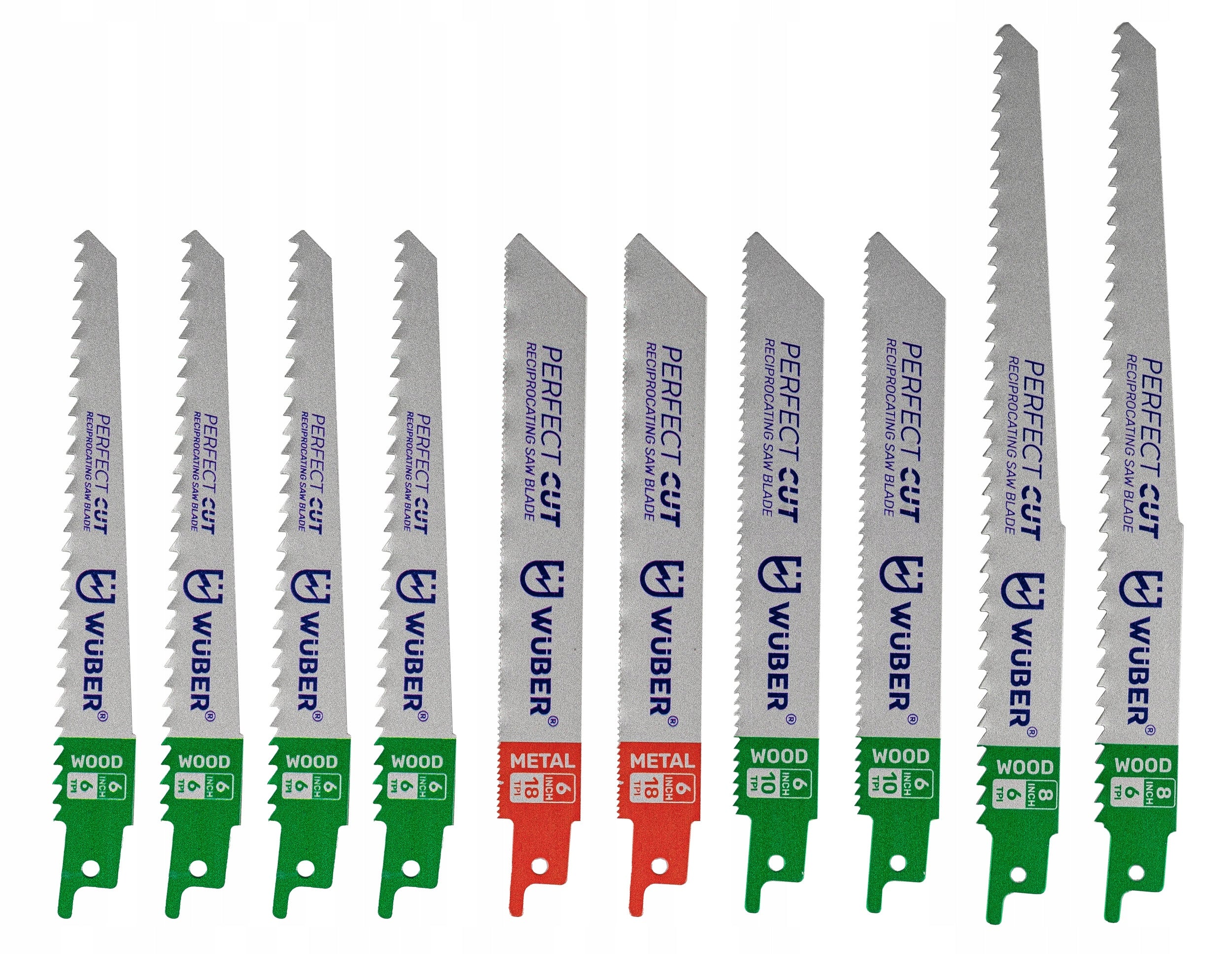RECIPROCATING SAW BLADE SET METAL AND WOOD KNIVES 10PCS Manufacturer code W01002 BRZESZCZOTY DO PIŁY SZABLASTEJ WUBER