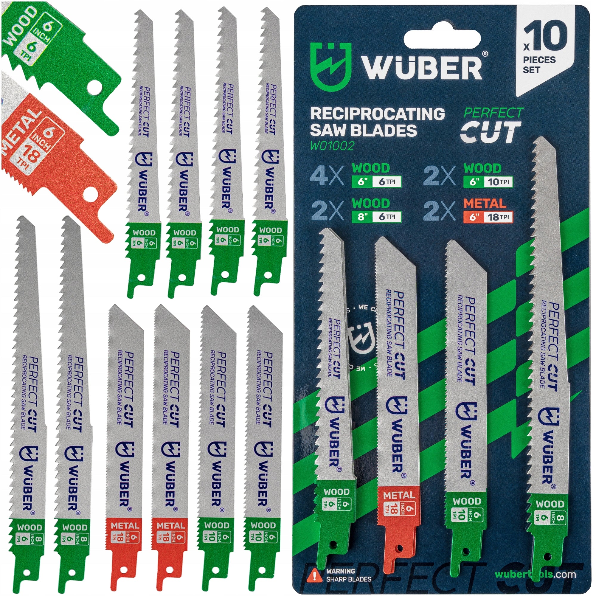 RECIPROCATING SAW BLADE SET METAL AND WOOD KNIVES 10PCS