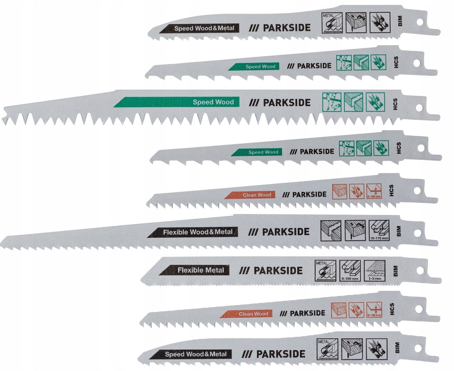 RECIPROCATING SAW BLADES PARKSIDE BOSCH MOCK-UP METABO HITACHI 9 PCS