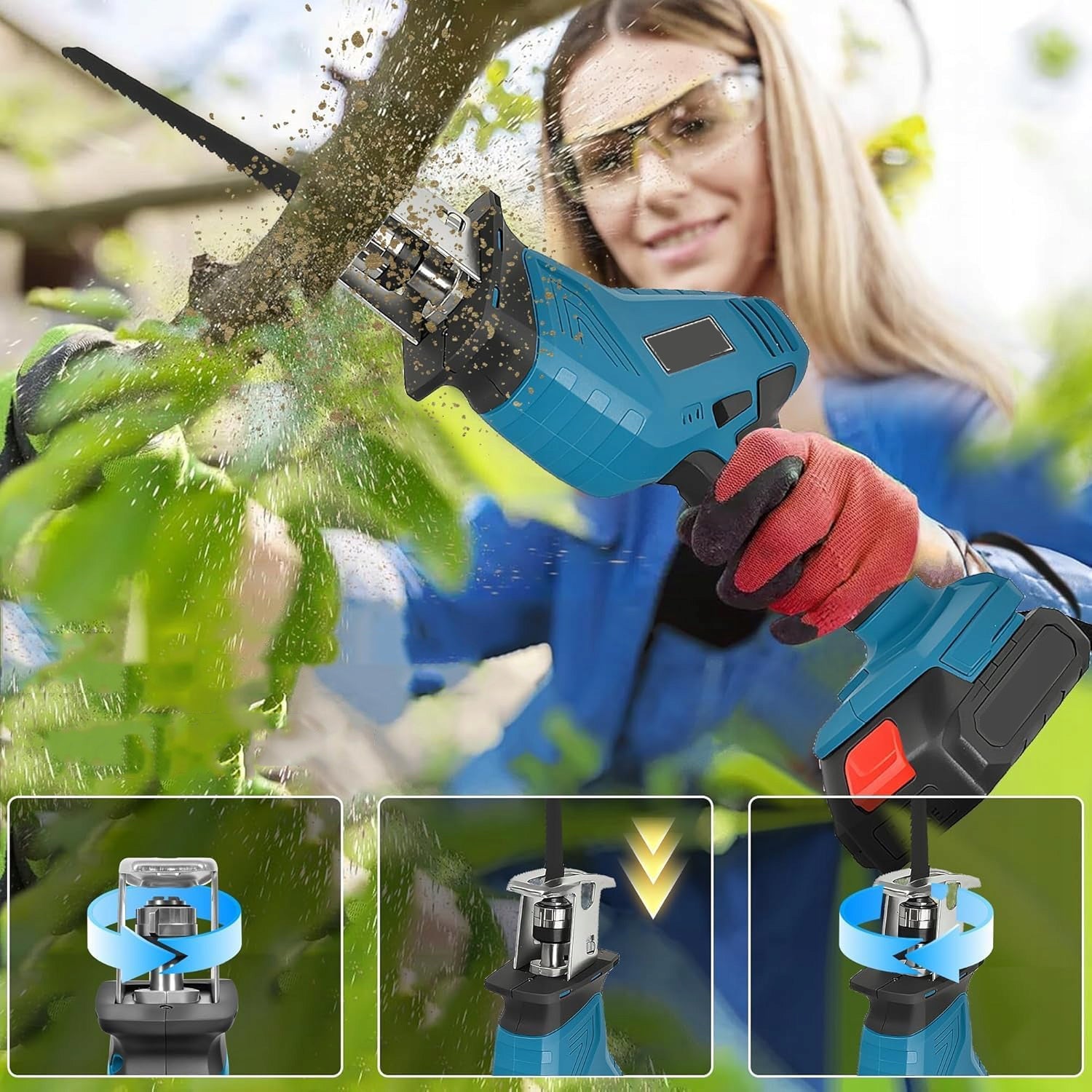 RECIPROCATING SAW CORDLESS JIGSAW STRONG LED 2 AKU WOOD CASE Manufacturer code HR1005
