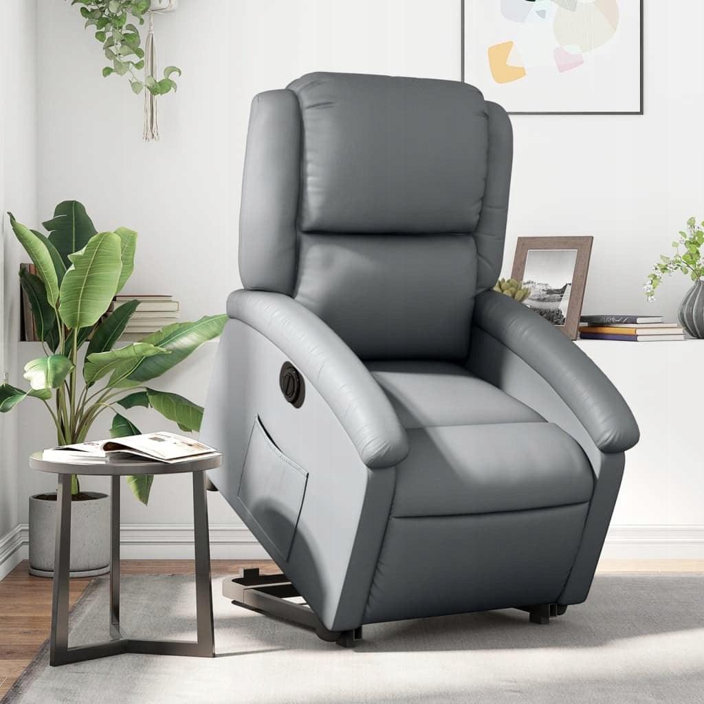 RECLINING CHAIR PIONEERING ELECTRIC GREY FAUX LEATHER