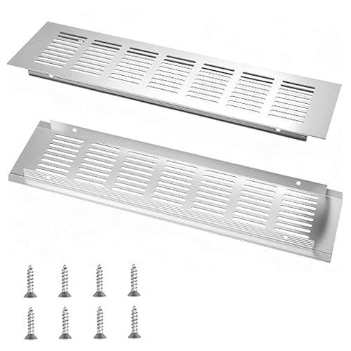 RECTANGULAR ALUMINUM VENTILATION GRILLE FOR WALLS 300X80MM SET OF 2PCS