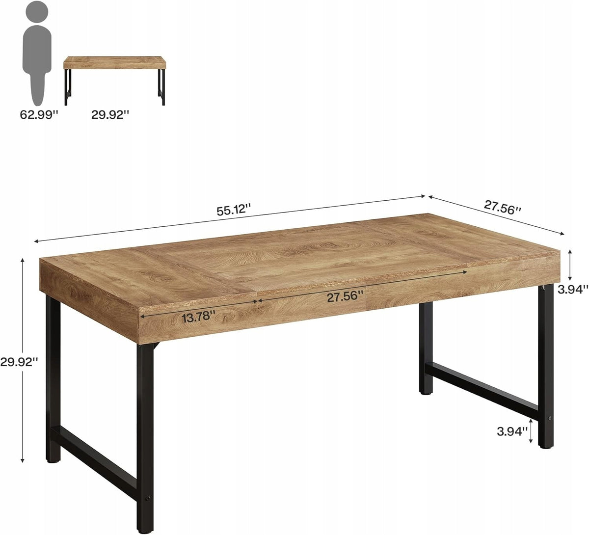 RECTANGULAR DESK LARGE MASSIVE ELEGANT IDEAL FOR OFFICE LIVING ROOM 140X70CM EAN (GTIN) 0099836835276