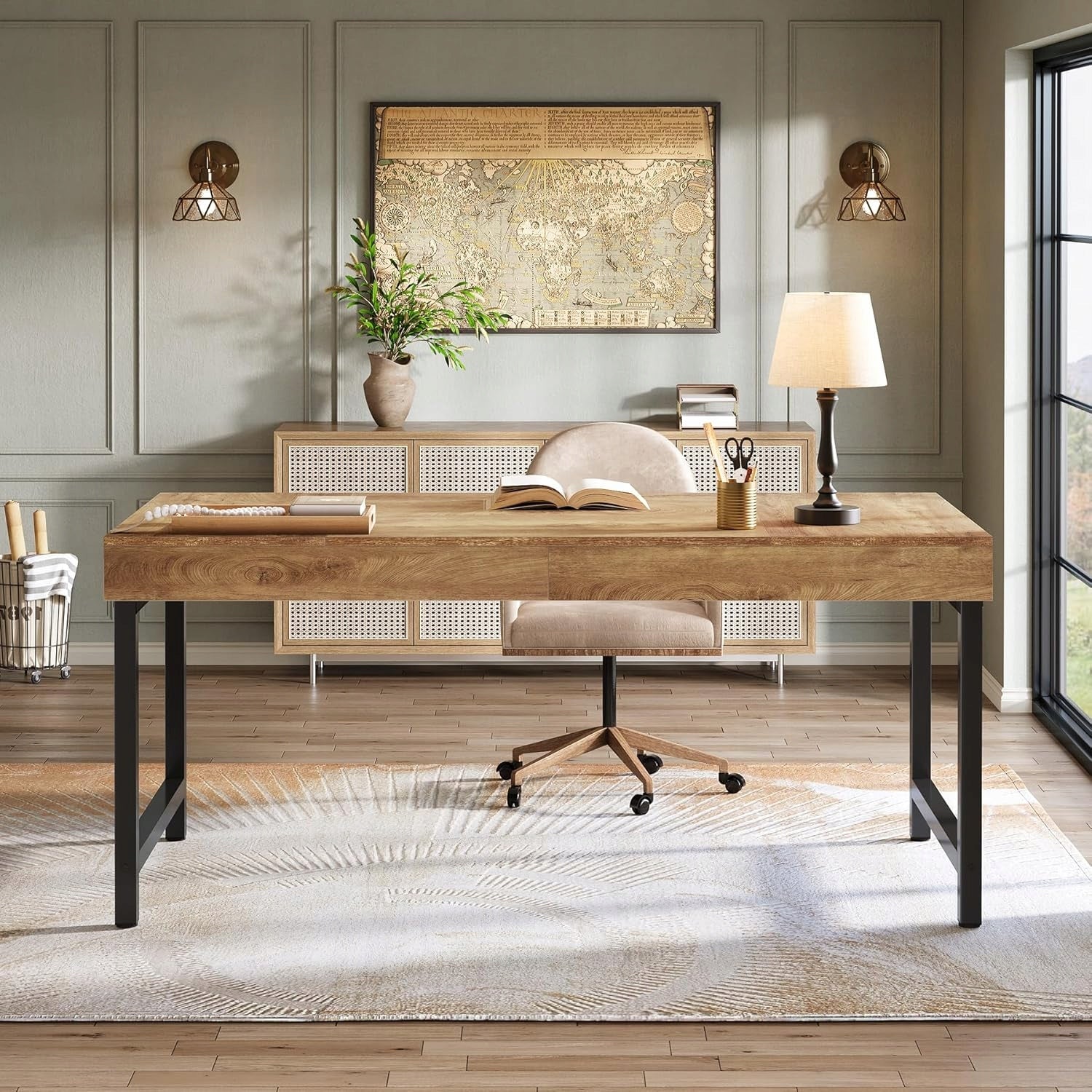 RECTANGULAR DESK LARGE MASSIVE ELEGANT IDEAL FOR OFFICE LIVING ROOM 140X70CM Manufacturer code BIURKO PRZEMYSŁOWE ELEGANCKIE DUŻE 130X70CM