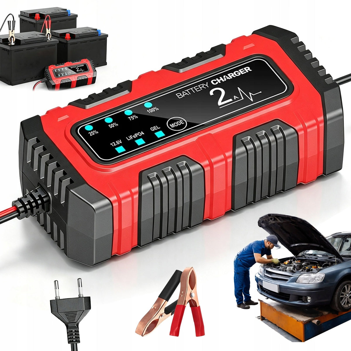 RECTIFIER 2A AUTOMATIC BATTERY RECTIFIER LCD + REPAIR FUNCTION