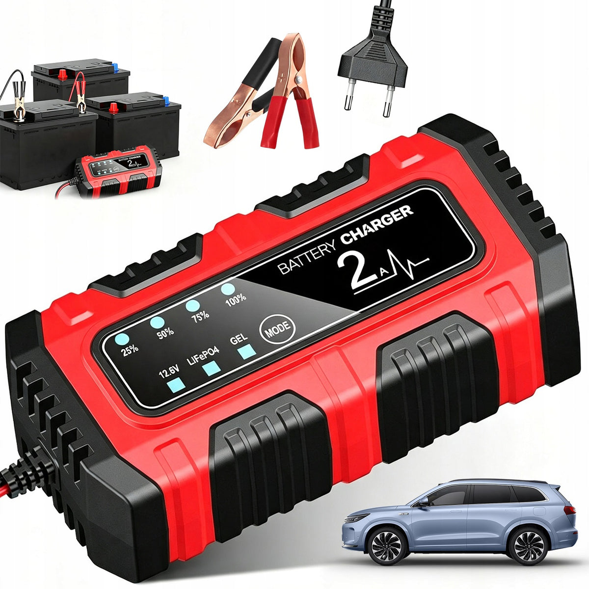 RECTIFIER BATTERY CHARGER 12V red