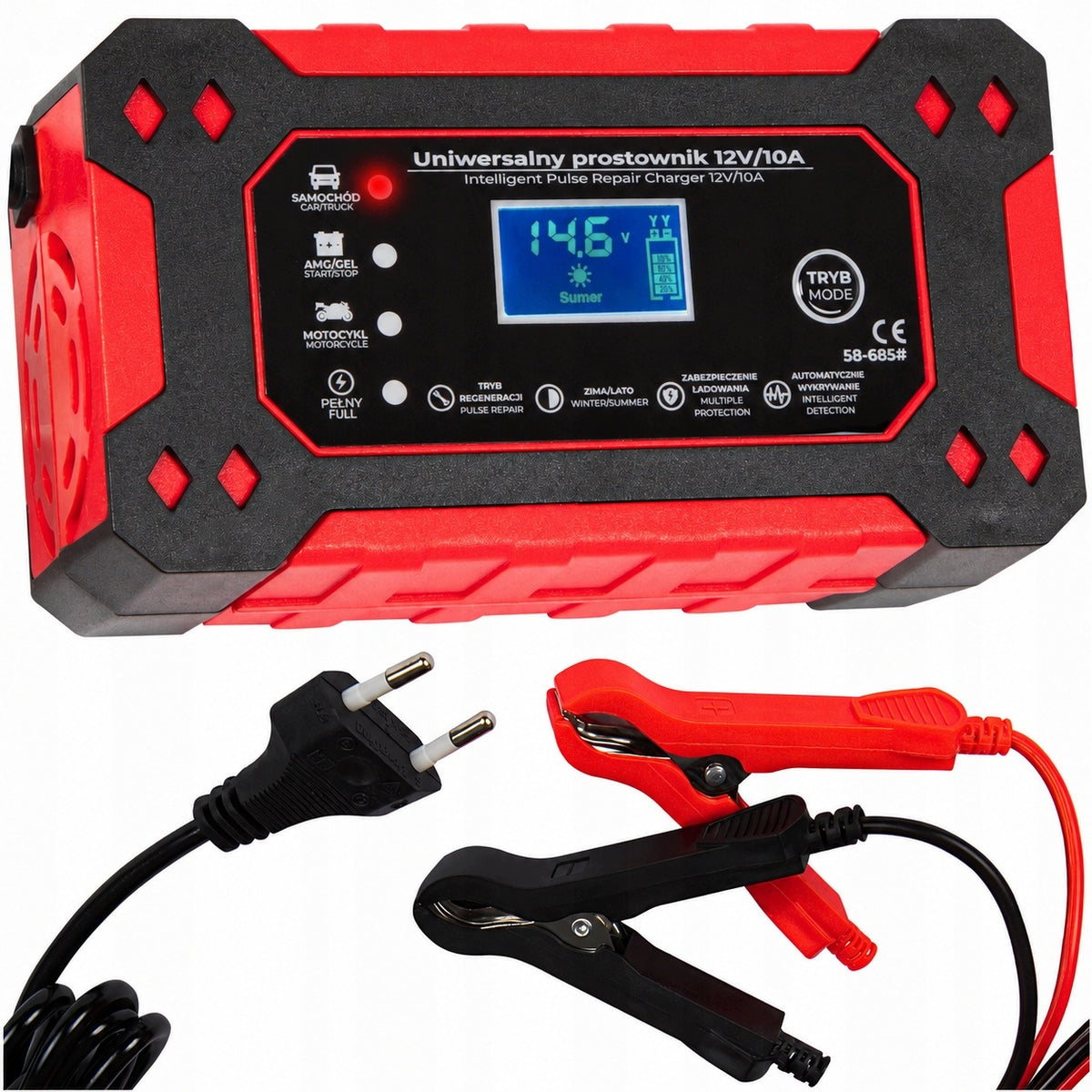 RECTIFIER CHARGER FOR BATTERY LCD 12V 10A REPAIR FUNCTION AUTOMATIC
