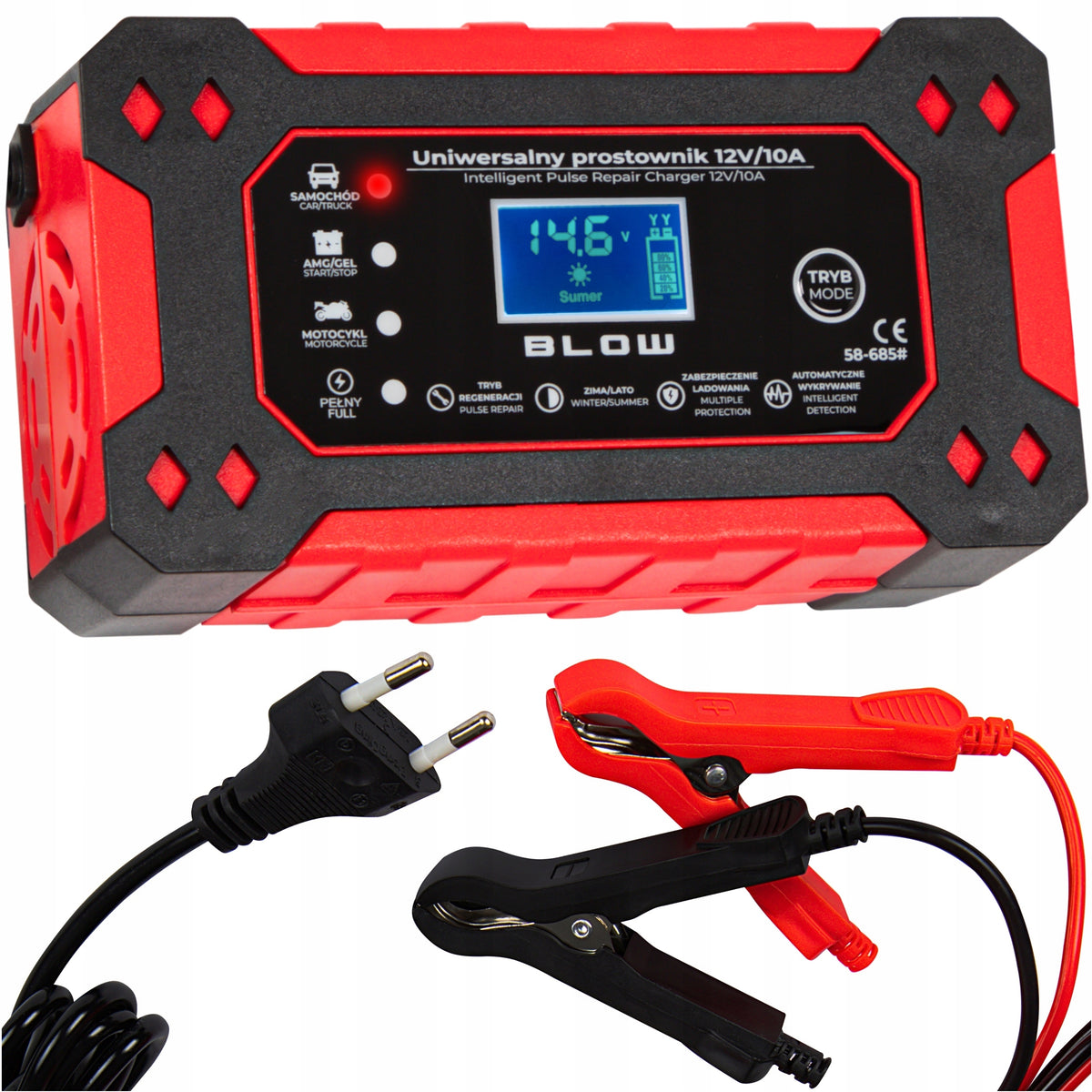 RECTIFIER CHARGER FOR BATTERY LCD 12V 10A REPAIR FUNCTION AUTOMATIC