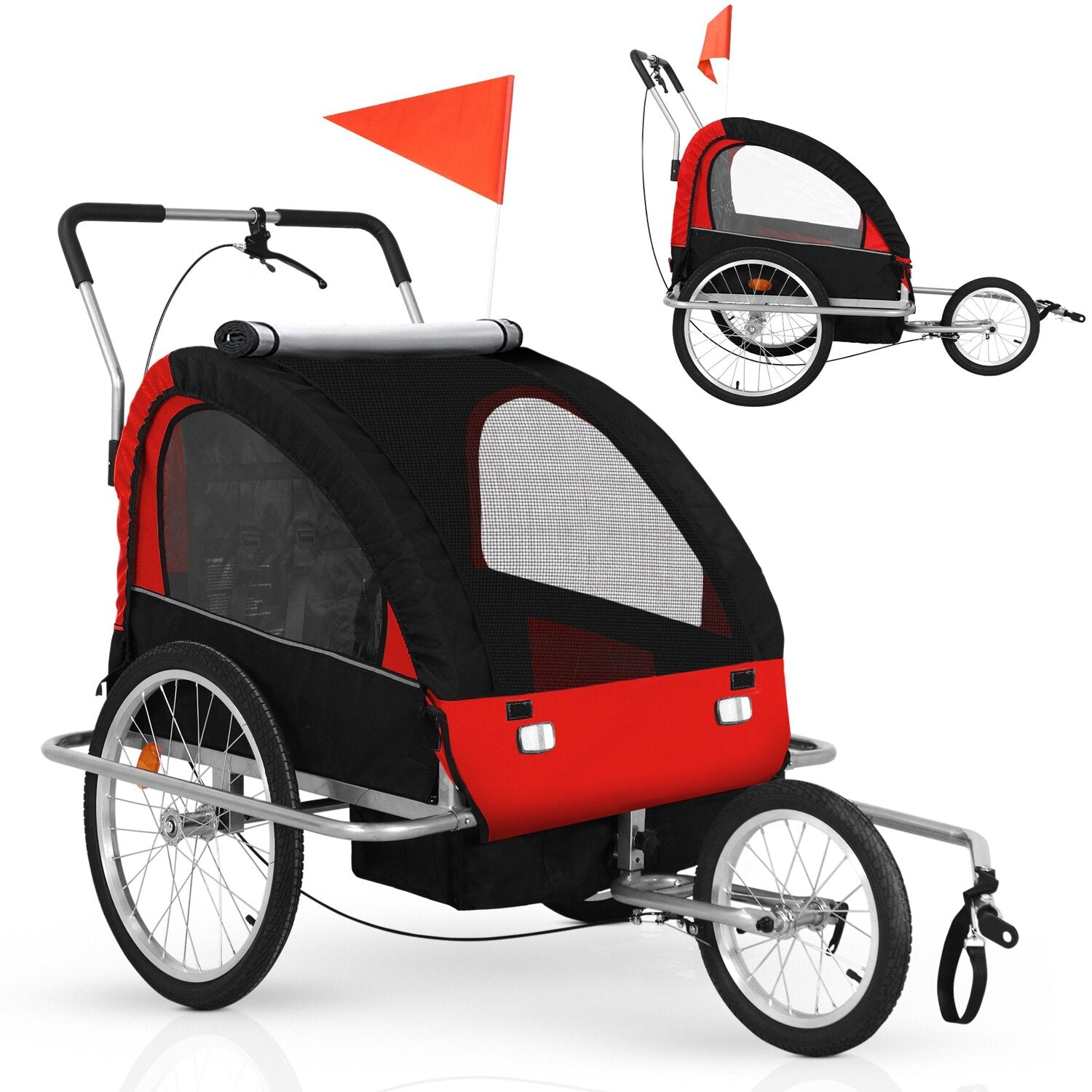 RED BICYCLE TRAILER / JOGGER 2in1 FOLDING BICYCLE TRAILER