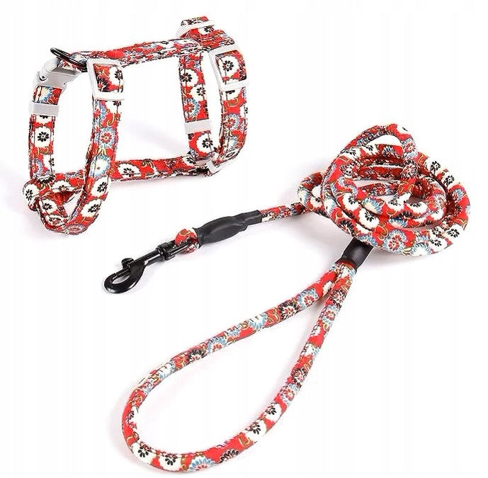 RED SET ADJUSTABLE HARNESS AND LEASH FOR SMALL DOG CAT SIZE M Brand no brand
