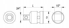REDUCTION 1/2"(F) x 3/4"(M) YT-1067 YATO Packaging status original