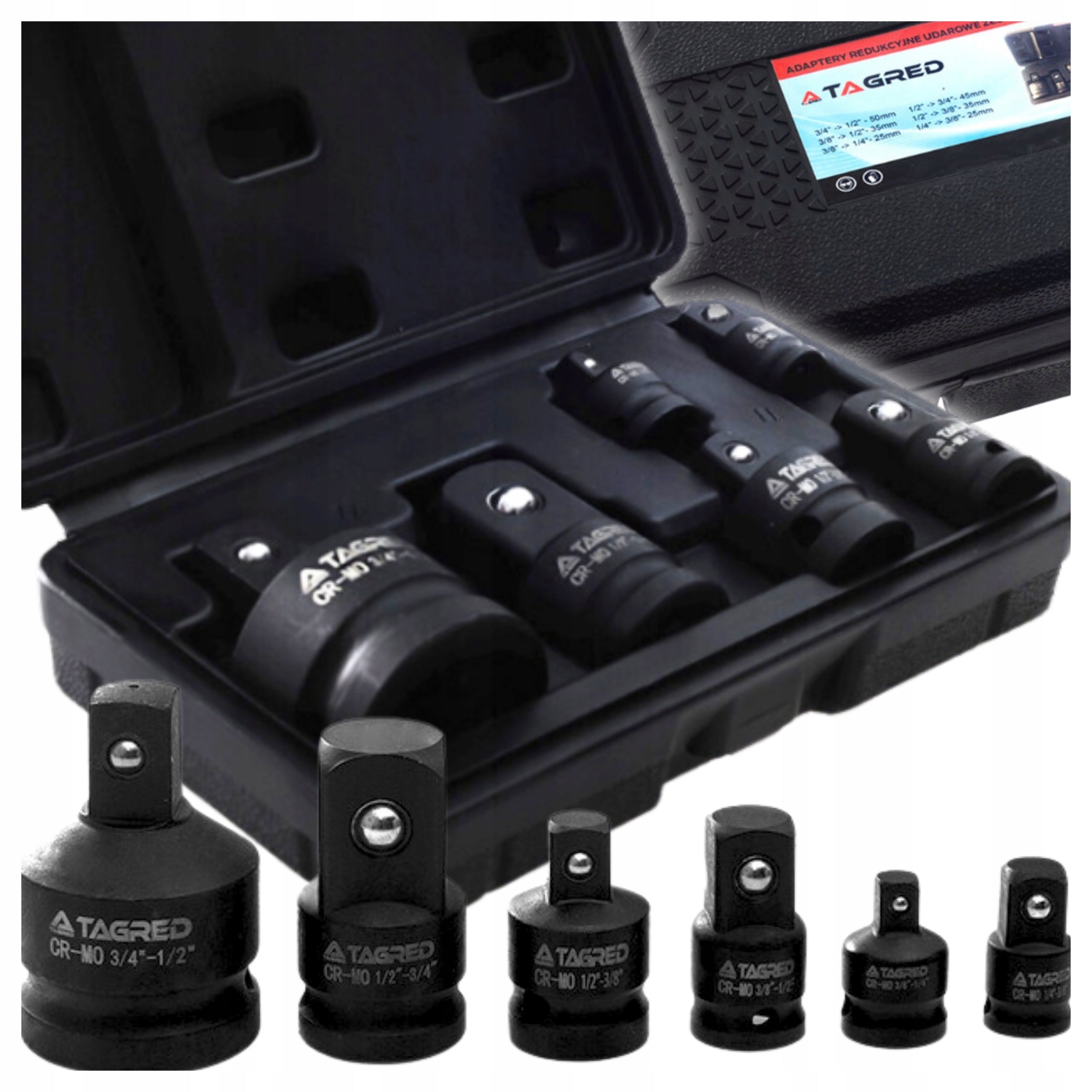 REDUCTION ADAPTERS 1/2 1/4 3/8 3/4 Impact with locking ball 6 el