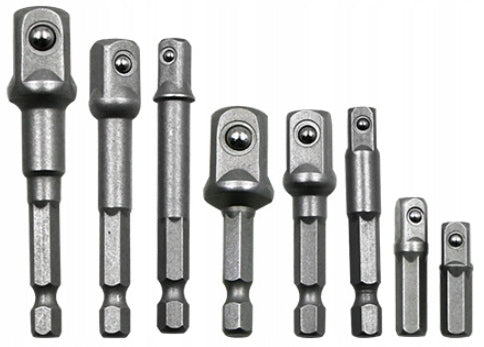 REDUCTION ADAPTERS FOR SCREWDRIVER CAP 1/4 3/8 1/2 DURABLE 8X SET
