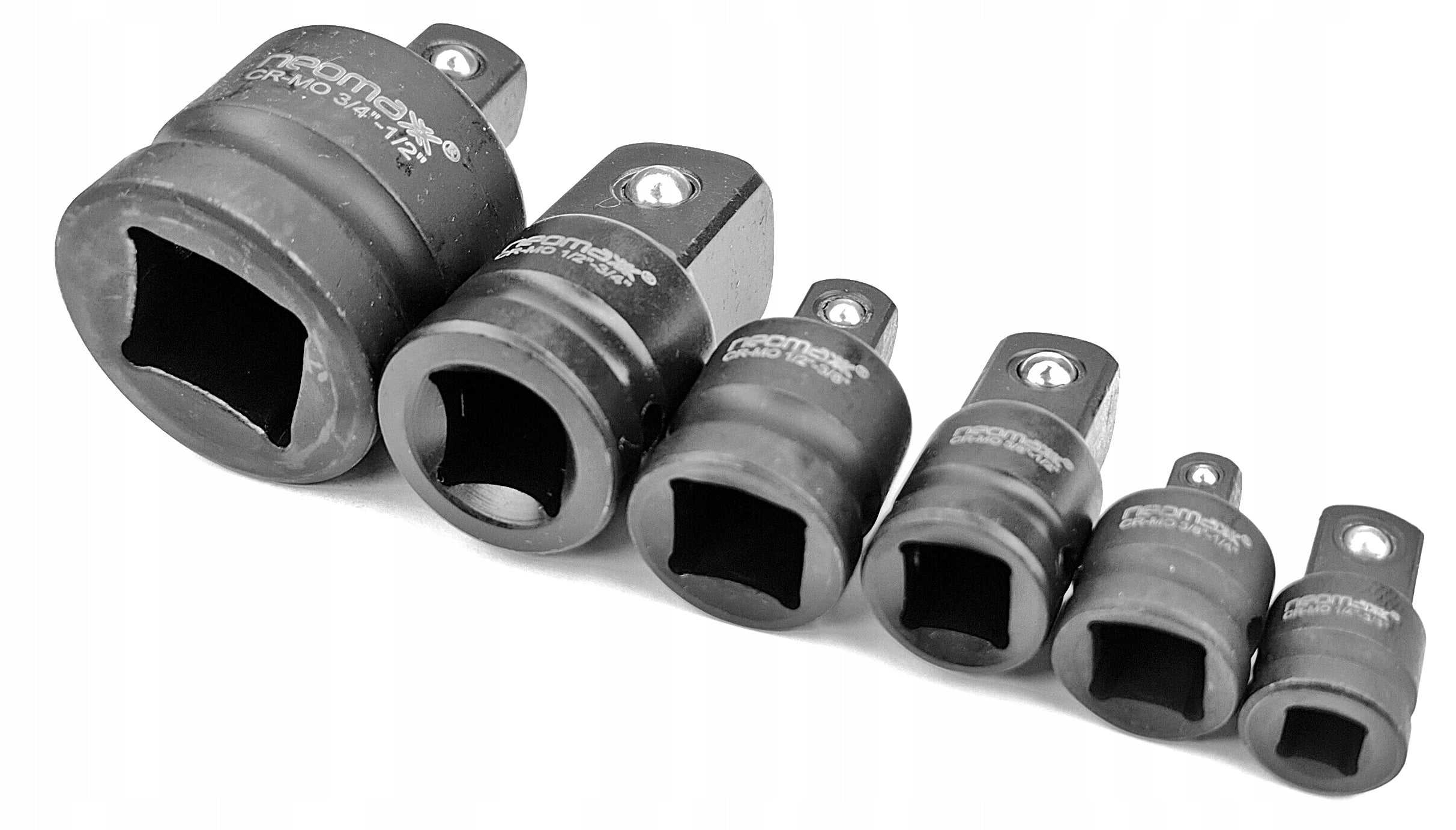 REDUCTION IMPACT CAP SET OF IMPACT SOCKETS 12 34 1/2 3/4 6 PCS CR-MO Type 4-sided