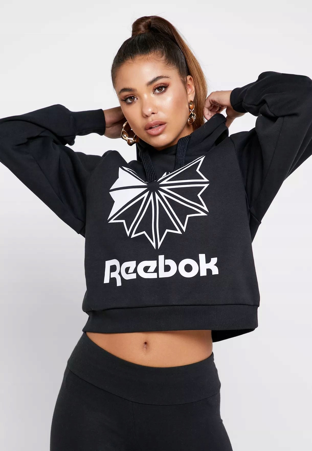 Pullover für Damen Reebok Cl Fl Big Logo Hood EB5135, schwarz 