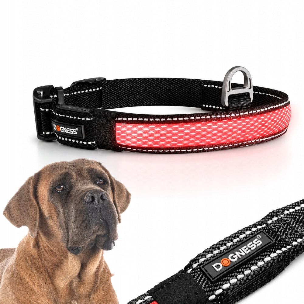 REFLECTIVE COLLAR LED adjustable STRIP solid 55 -70 cm DOGNESS size XL
