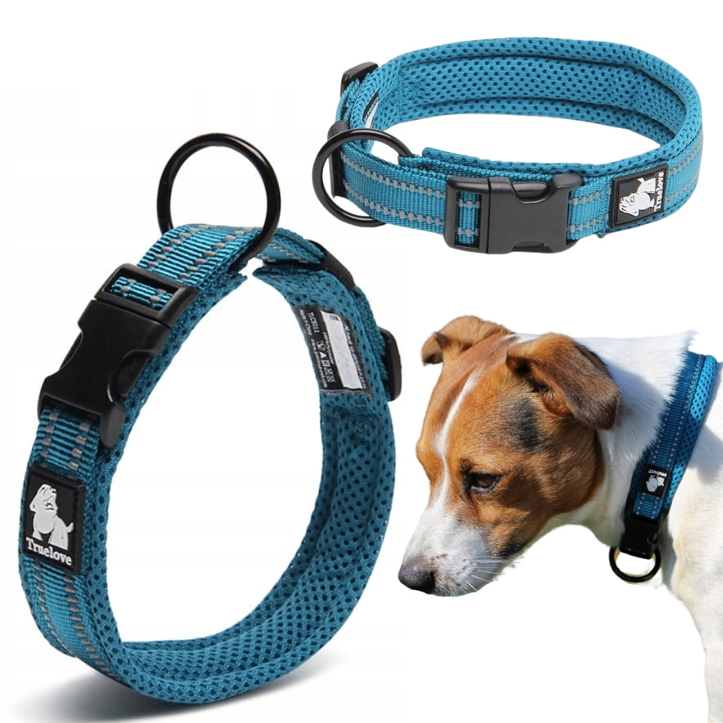 REFLECTIVE DOG COLLAR TRUELOVE ACTIVE DURABLE BLUE 3XL