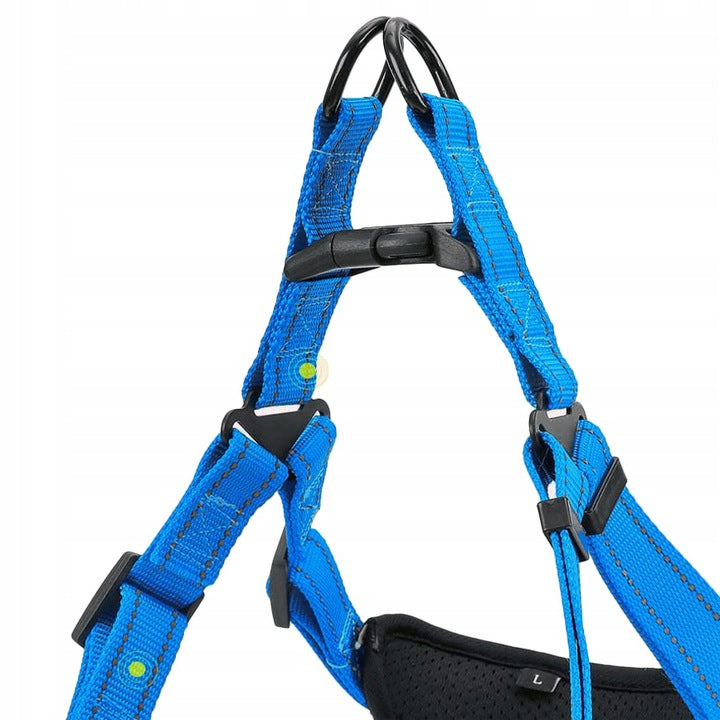 REFLECTIVE DOG HARNESS ADJUSTABLE DURABLE SIZE S + LEASH 120CM Type harness with handle
