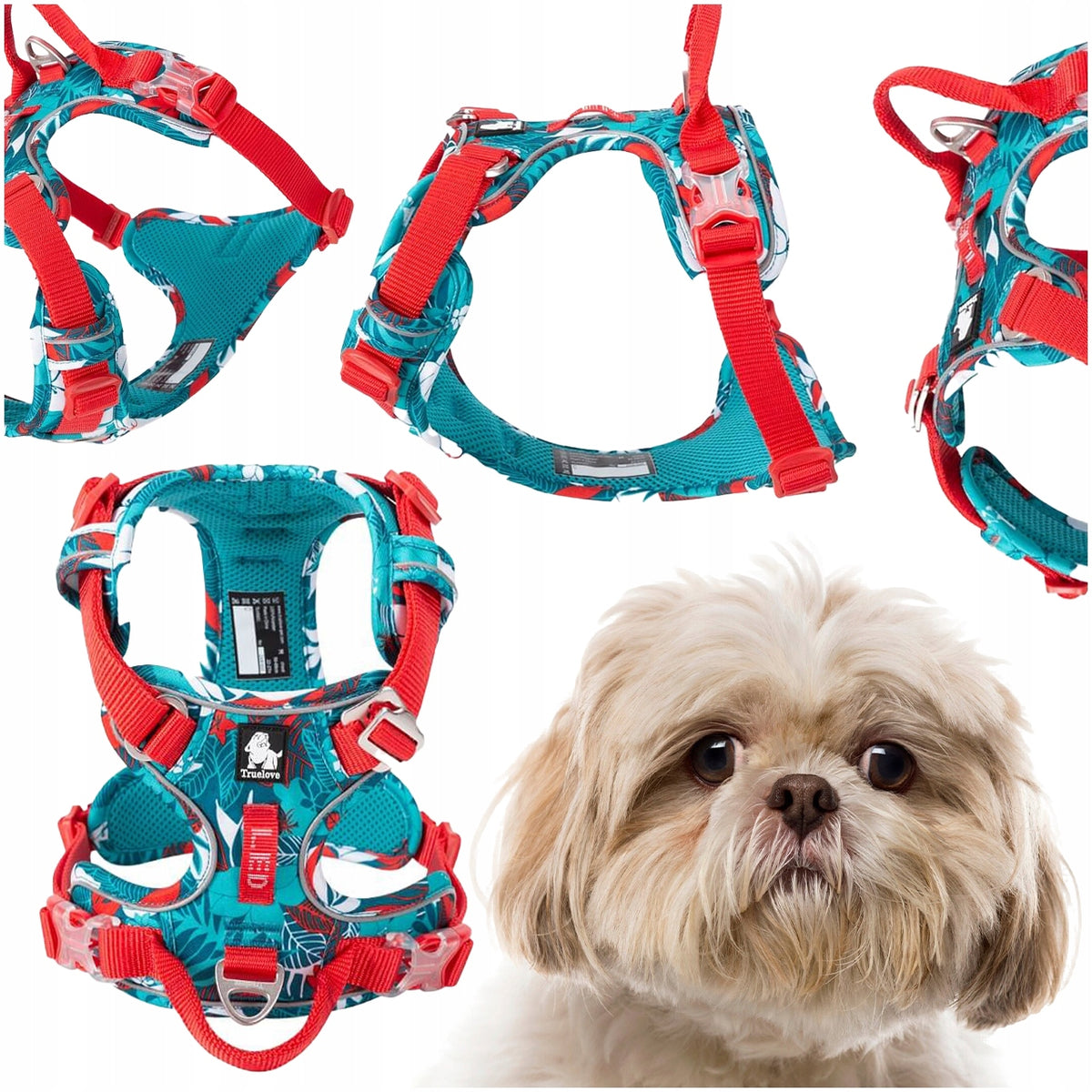 REFLECTIVE DOG HARNESS TRUELOVE FRONT LINE PREMIUM TROPICAL TURQUOISE S