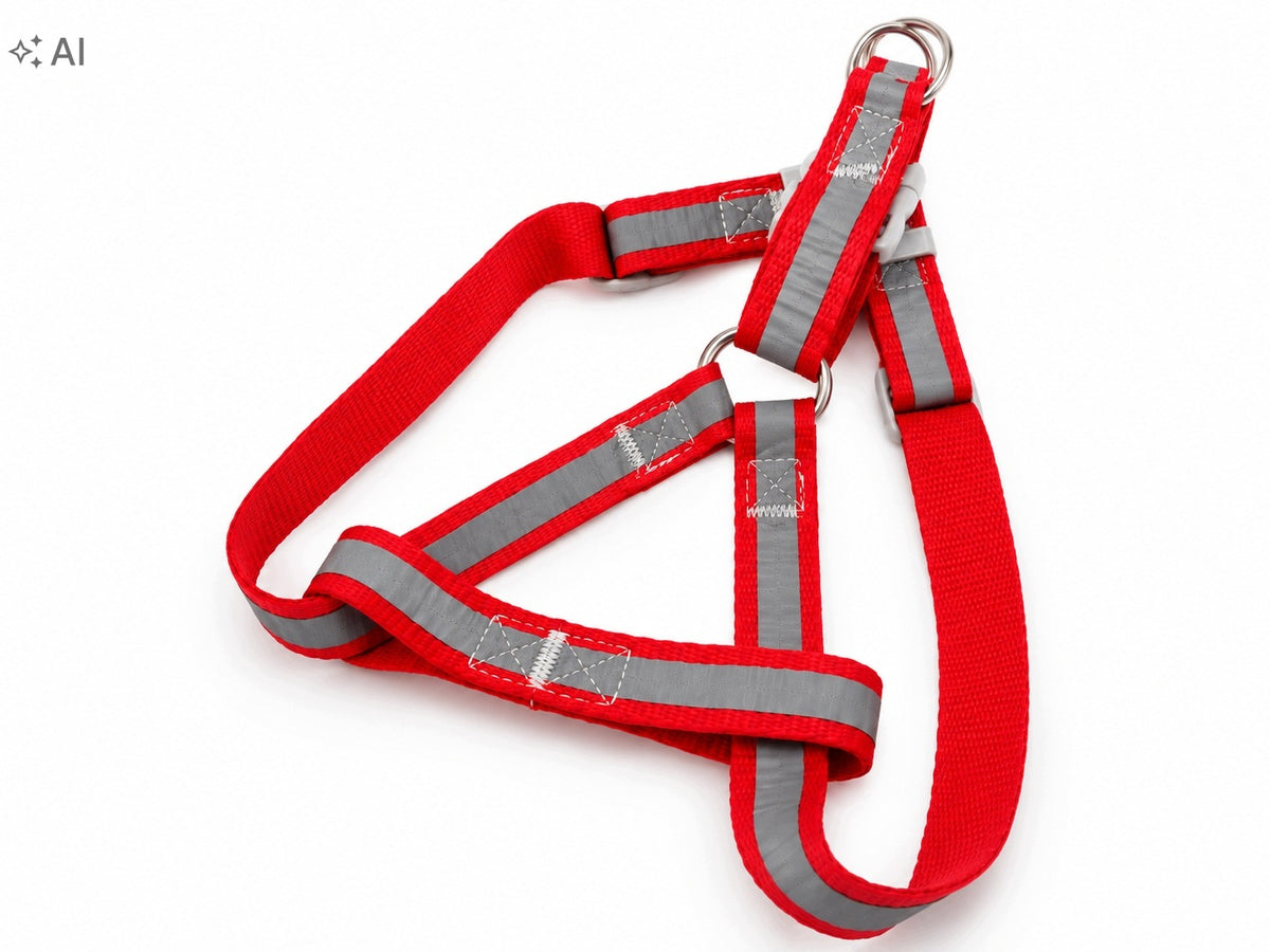 REFLECTIVE HARNESS FOR SMALL DOG PERSONALIZATION ADDRESS CARD ENGRAVING RED Packaging status original