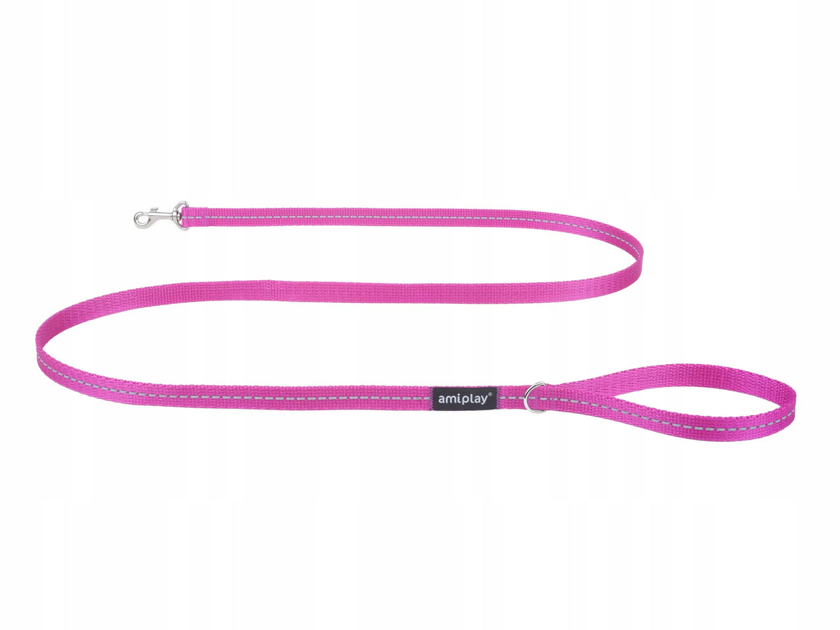 REFLECTIVE LEASH AMIPLAY S 150CM PINK FOR DOG