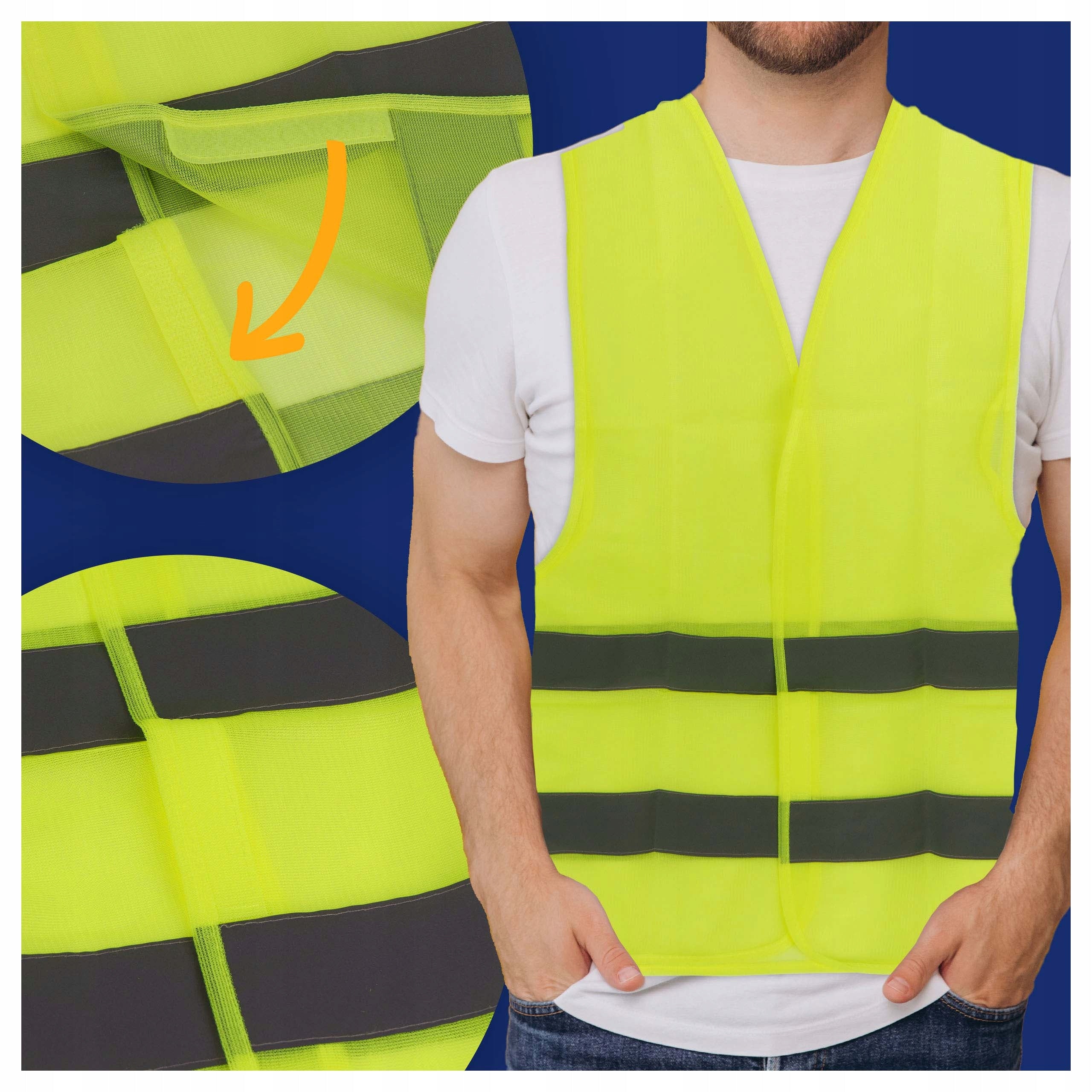 REFLECTIVE ROAD WARNING VEST YELLOW WORKING UNIVERSAL HEALTH AND SAFETY Brand Begris