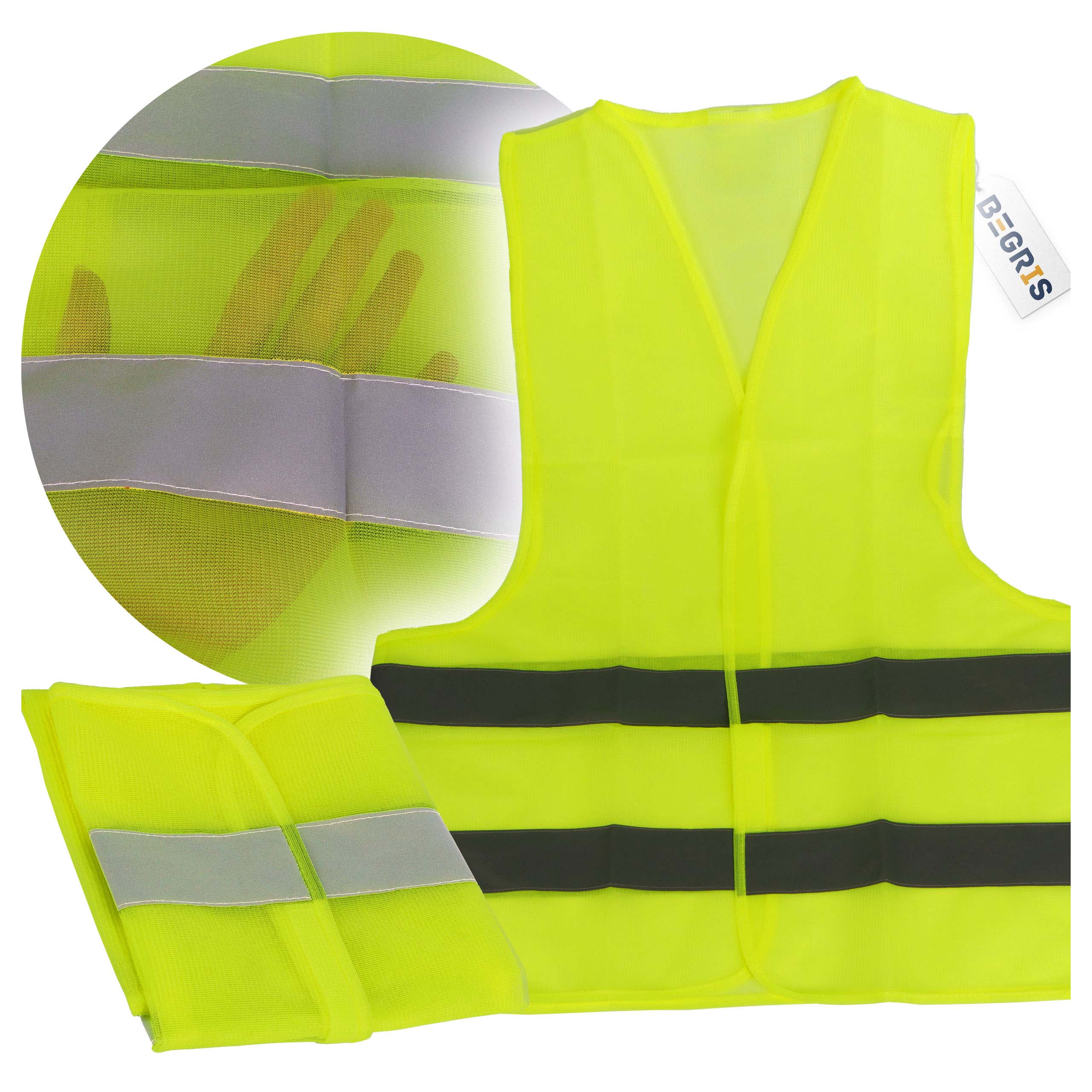 REFLECTIVE ROAD WARNING VEST YELLOW WORKING UNIVERSAL HEALTH AND SAFETY