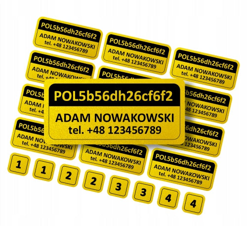 REFLECTIVE STICKERS FOR DRONE OPERATOR NUMBER YELLOW