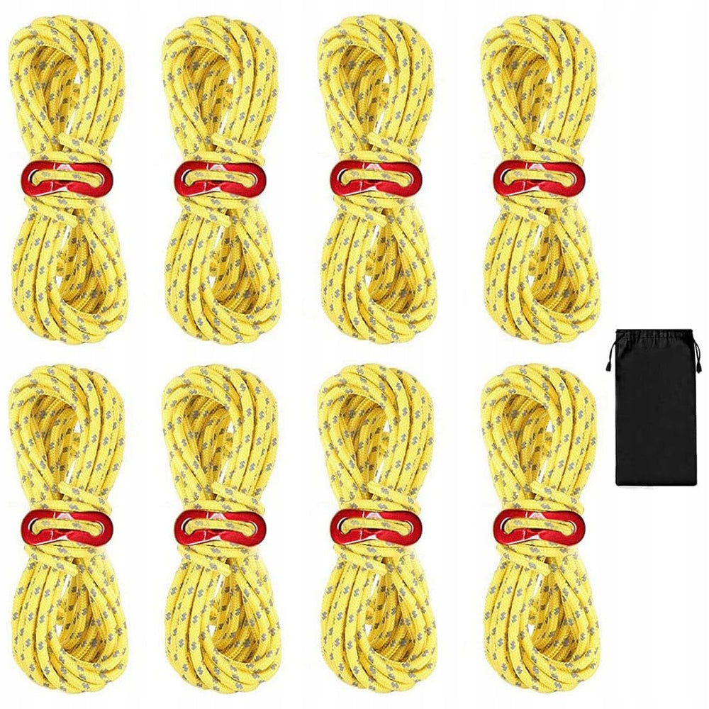 REFLECTIVE TENT CABLES WITH TENSIONER 4 M 4 MM YELLOW 8 PCS