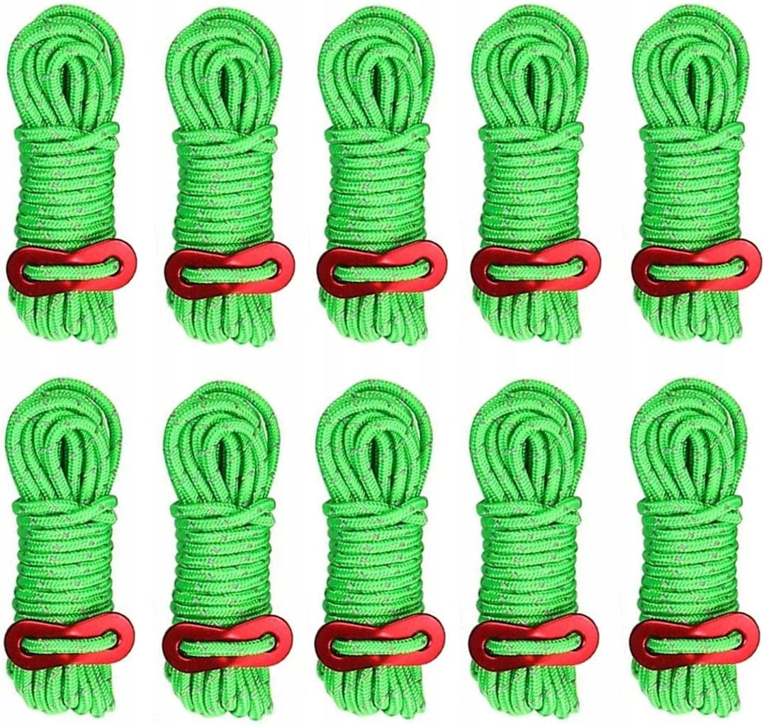 REFLECTIVE TENT TENSION CORDS GREEN 10 PCS Packaging status original