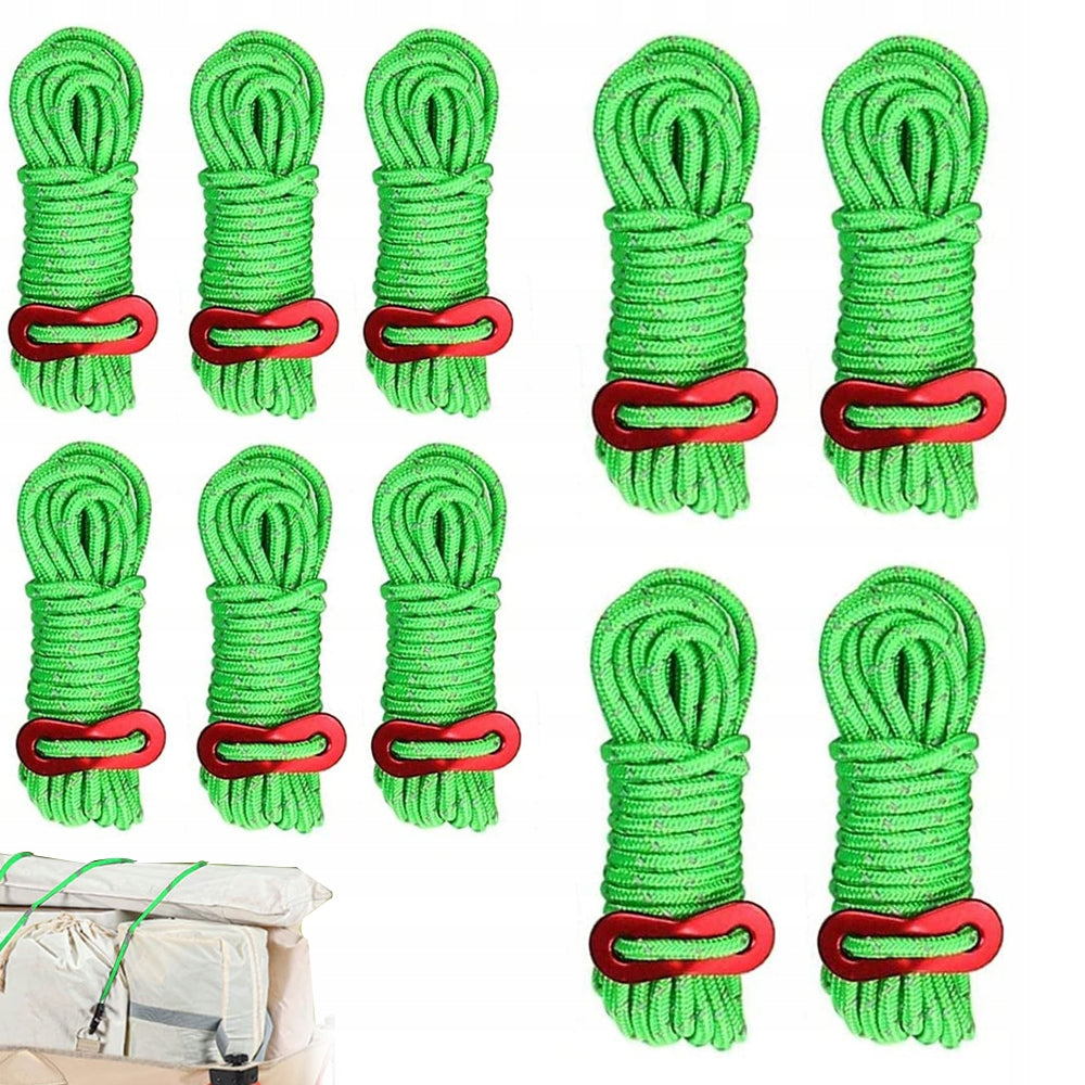 REFLECTIVE TENT TENSION CORDS GREEN 10 PCS
