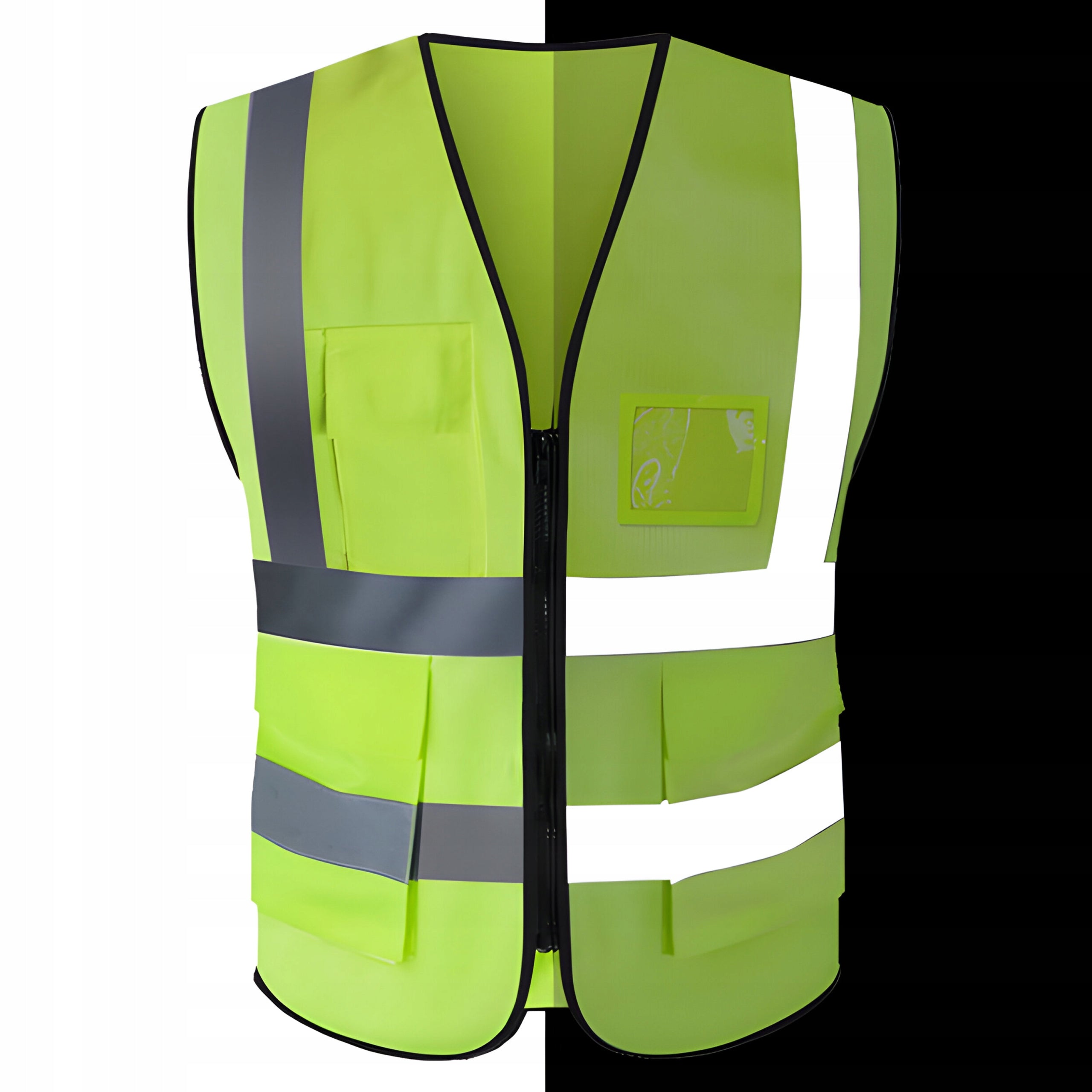 REFLECTIVE VEST WARNING YELLOW ROAD UNIVERSAL OHS POCKETS Manufacturer code Kamizelka samochodowa O497
