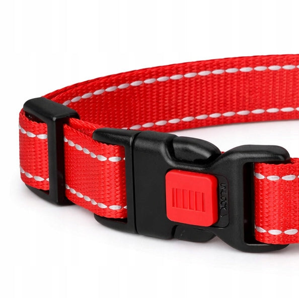 REFLECTIVE WEBBING DOG COLLAR WALKING 2,5cm ADJUSTABLE 30-45cm M Manufacturer code OBR.ODBLASK.M.RED