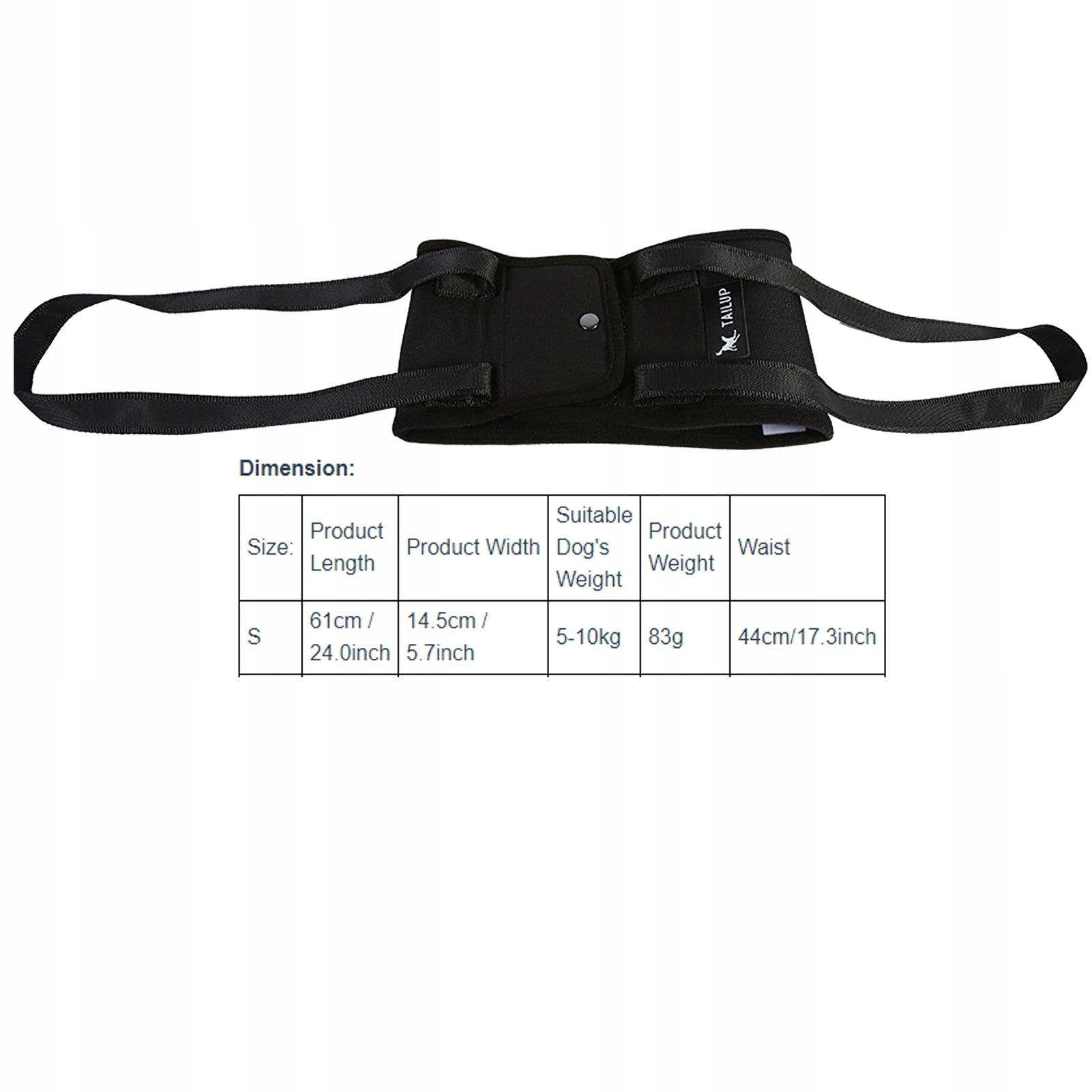 REHABILITATION HARNESS FOR DOG BLACK S Size S