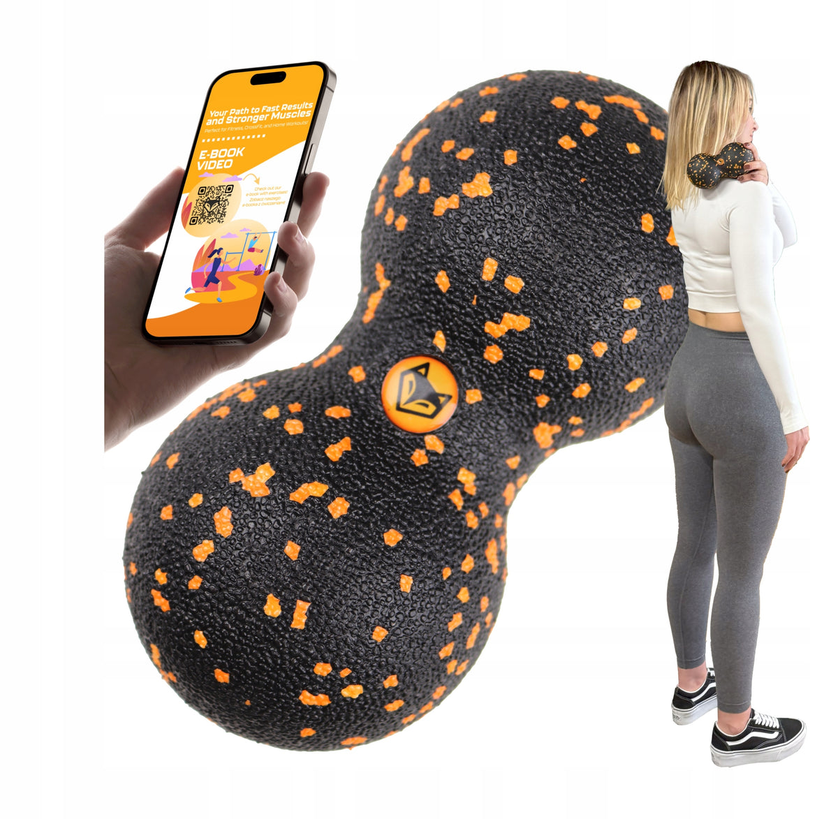 REHABILITATION MASSAGE BALL DOUBLE ROLLER DUOBALL Roller 8cm + EBOOK