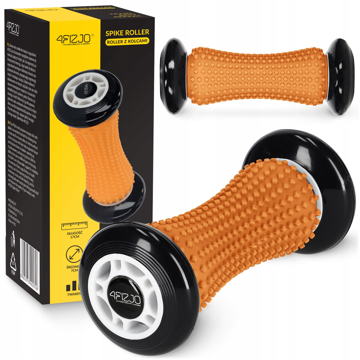 REHABILITATION ROLLER FOR ROLLER MASSAGE WITH PROJECTIONS CIRCLES SELF-MASSAGE SPIKE